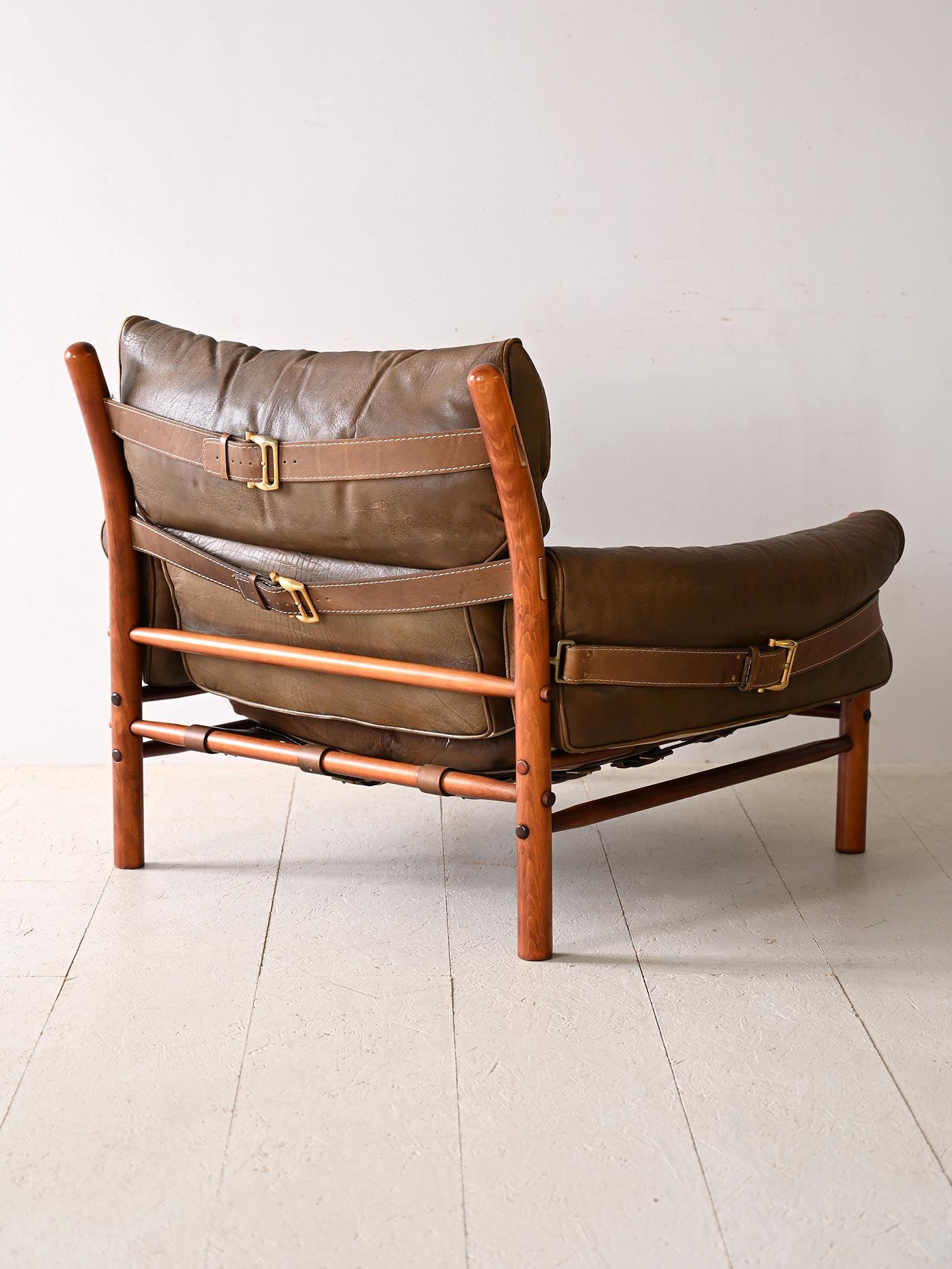 Arne Norell leather armchair In Good Condition For Sale In Brescia, IT