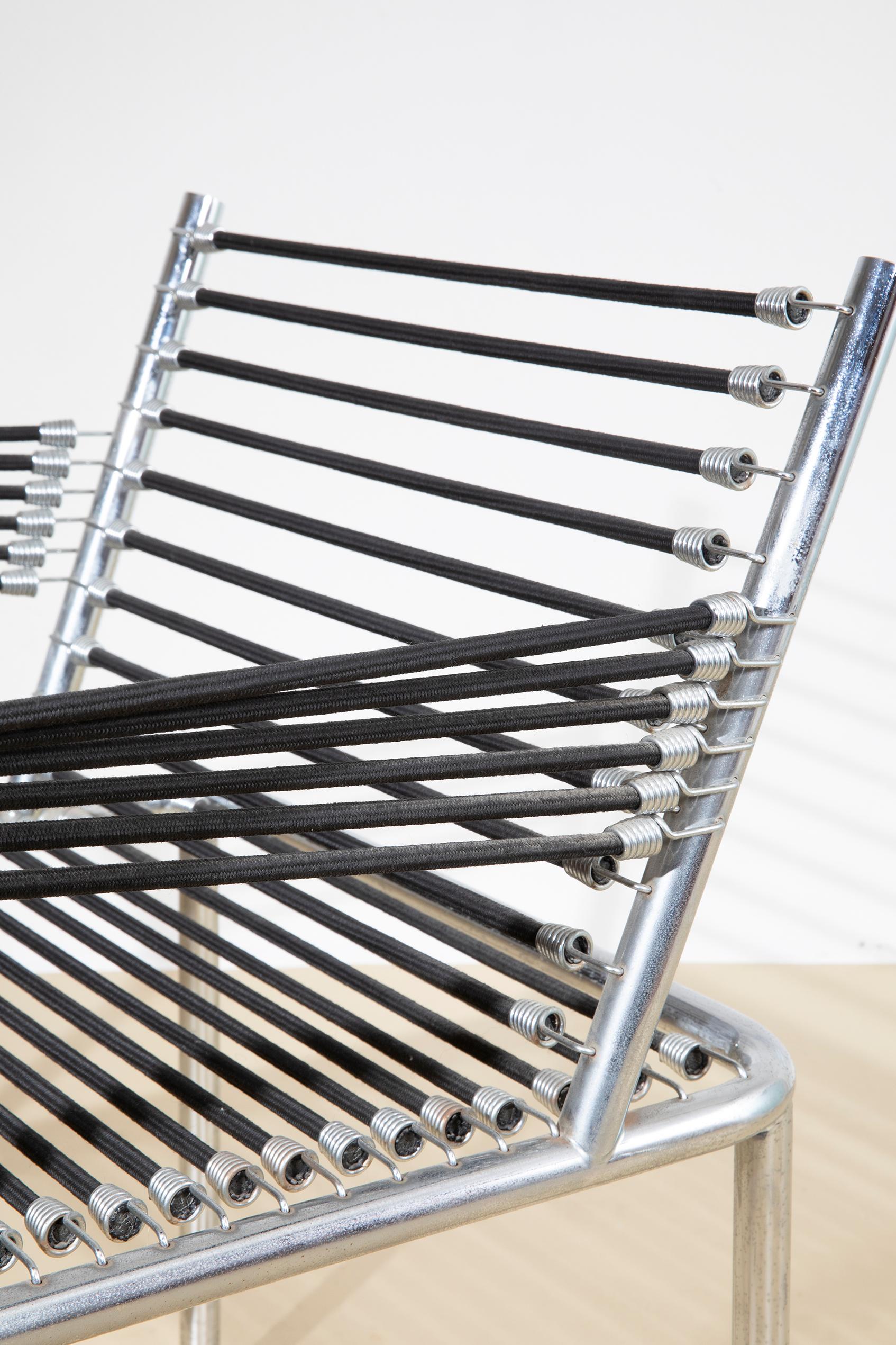 Sillón Renè Herbst, acero y cuerda elástica, años 70 en venta 1