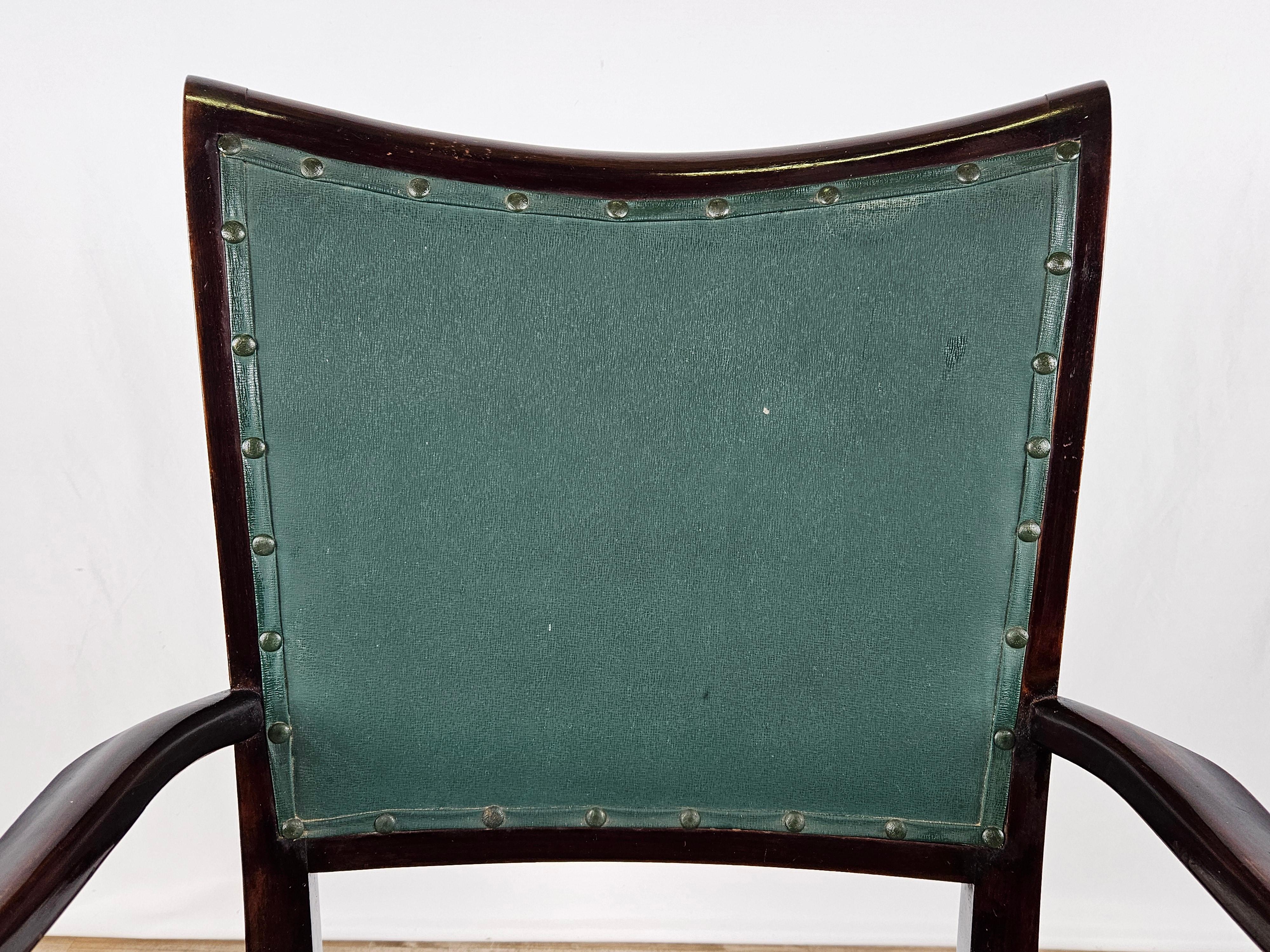 Mid-20th Century Walnut upholstered executive armchair 20th century For Sale