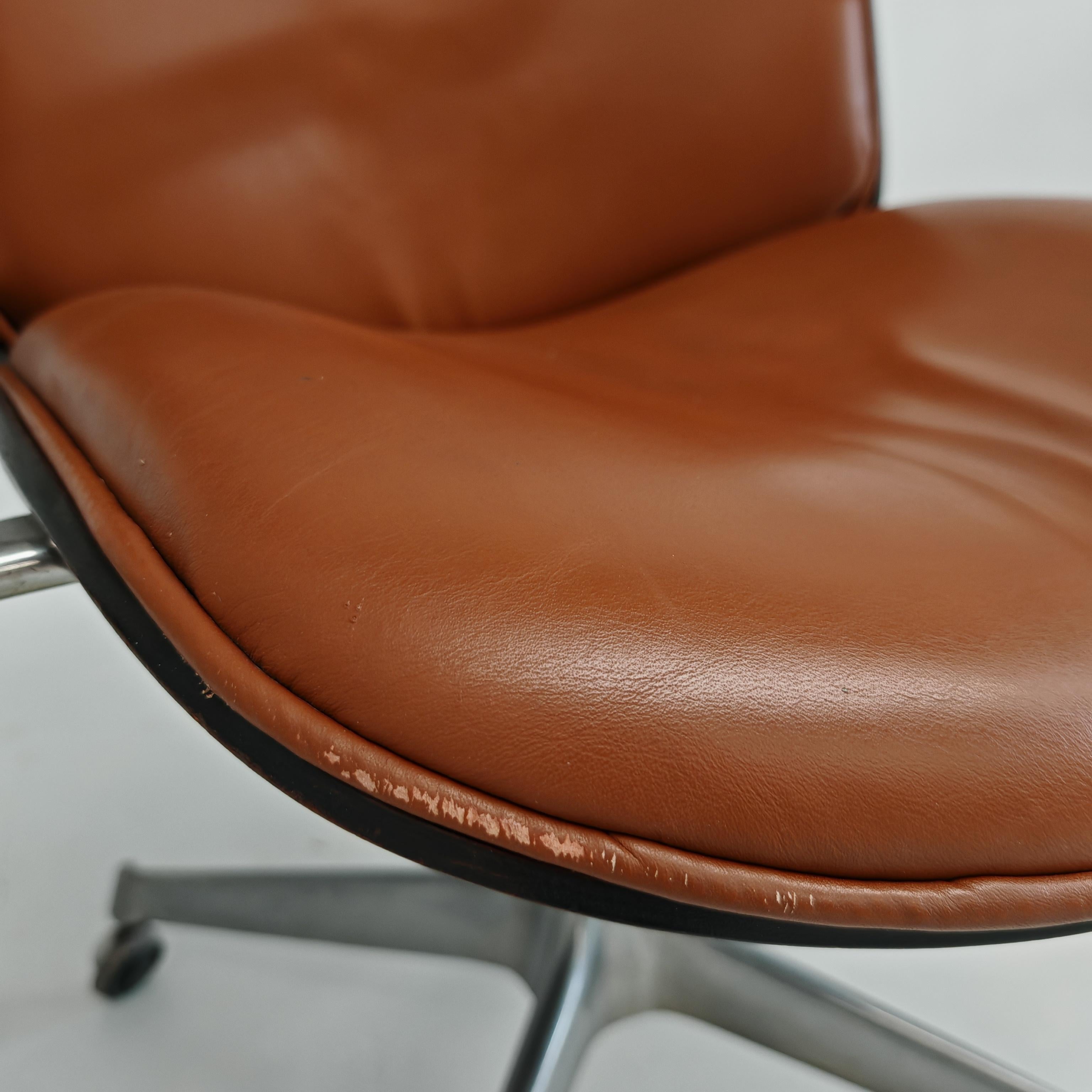 Poltrona direzionale in pelle cognac e legno di Ico Parisi per MIM anni 60 in vendita 11