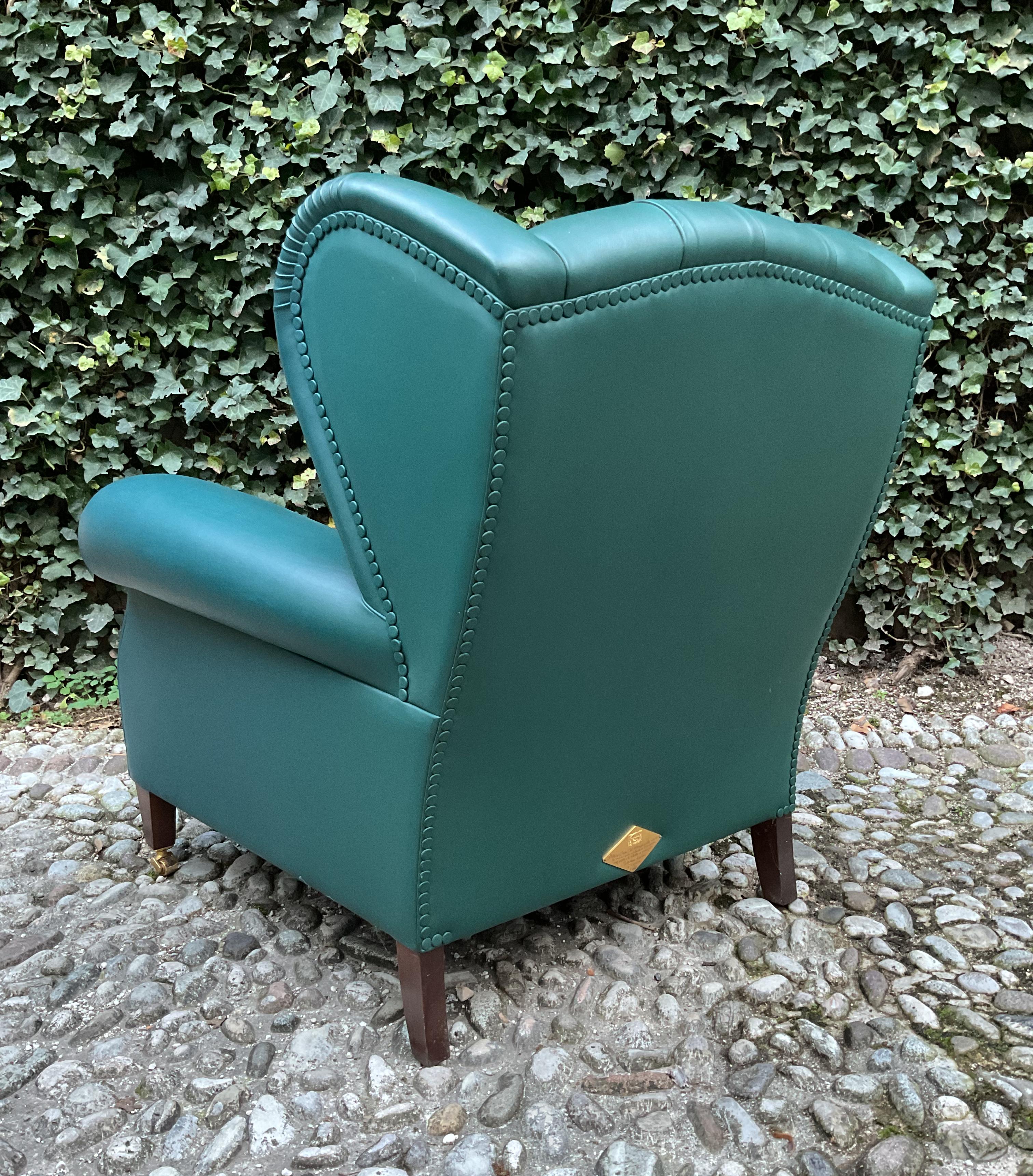Leather Frau armchair and ottoman model 1919 For Sale