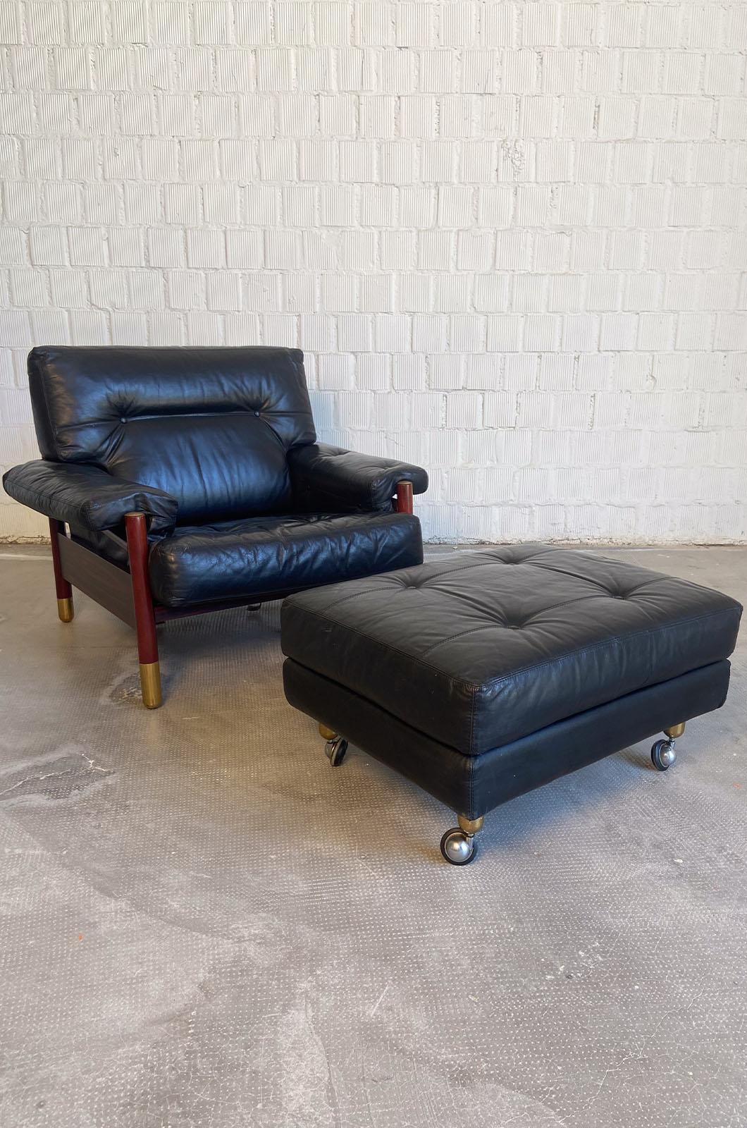 Neoclassical Revival Sella Armchair and Pouf by Carlo de Carli for Sormani For Sale