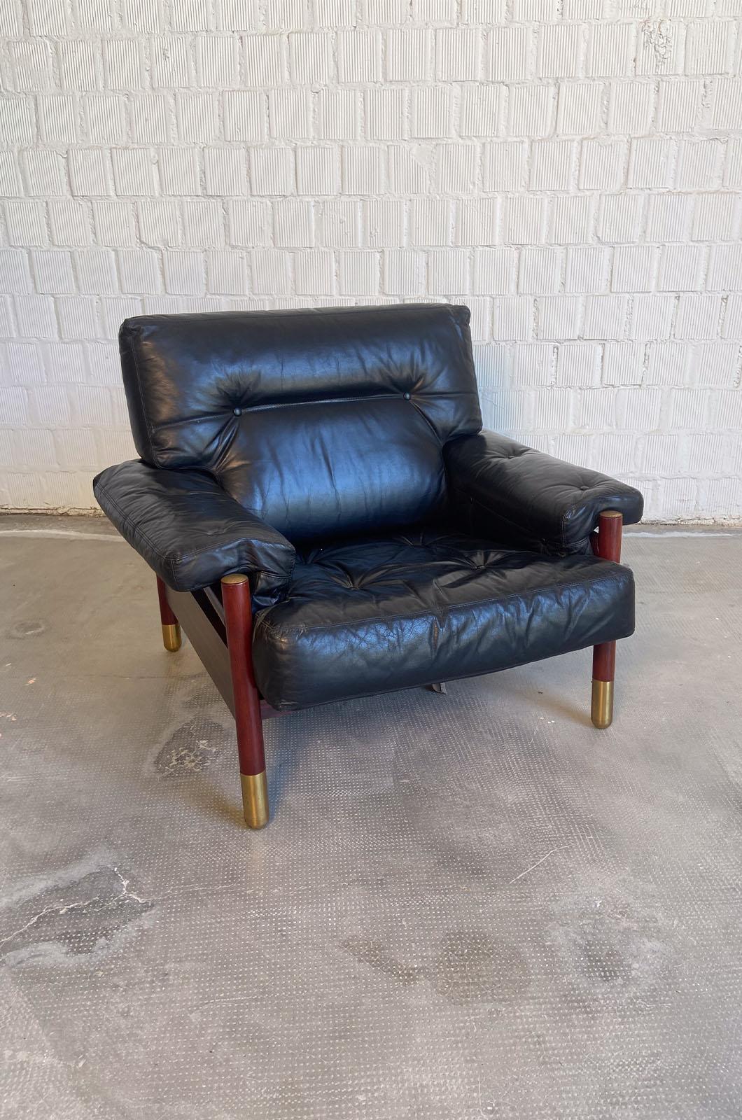 Italian Sella Armchair and Pouf by Carlo de Carli for Sormani For Sale