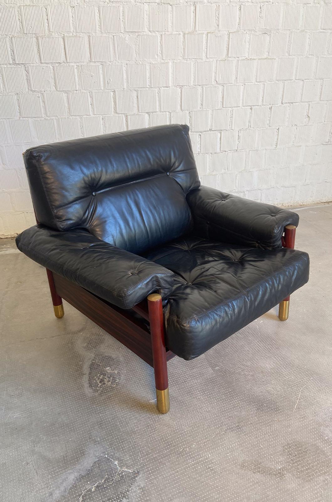 Polished Sella Armchair and Pouf by Carlo de Carli for Sormani For Sale