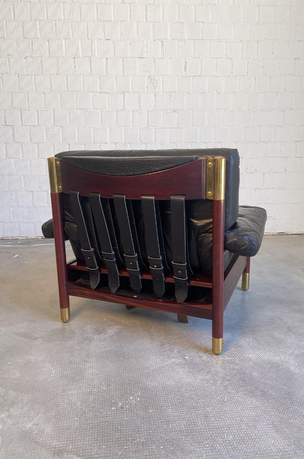 Brass Sella Armchair and Pouf by Carlo de Carli for Sormani For Sale