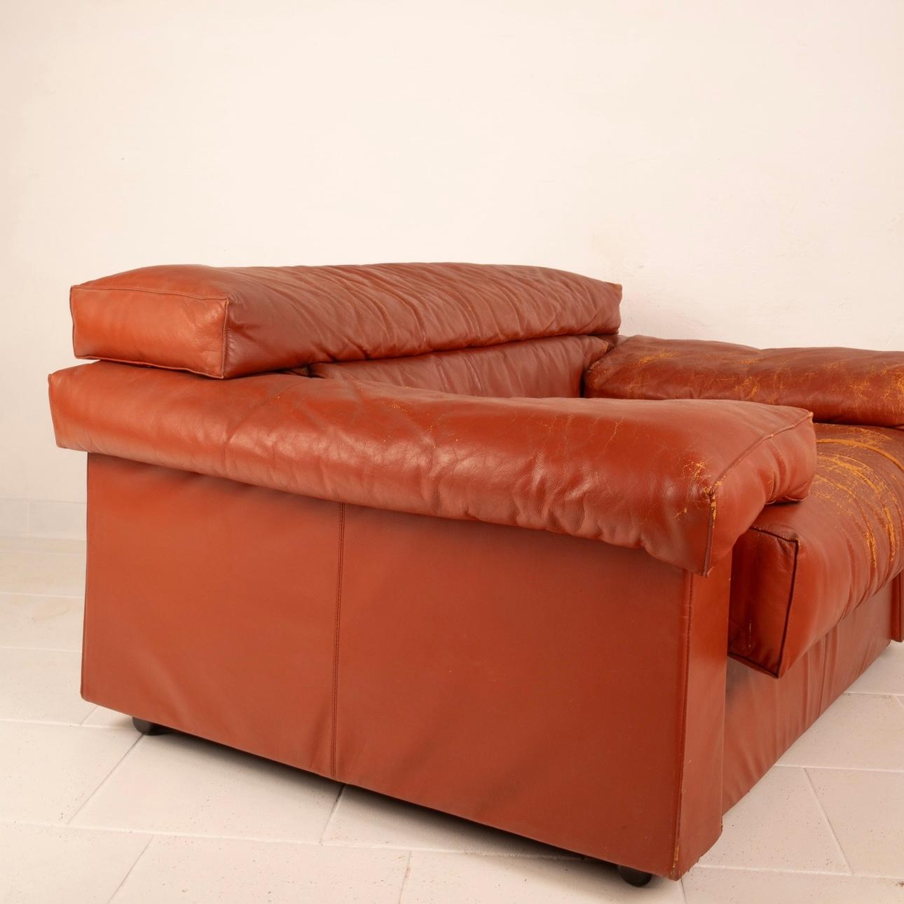 Leather Armchair by Afra and Tobia Scarpa for B&B Italia For Sale 3