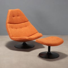 Fauteuil 'F588' avec pouf par Geoffrey Harcourt Production Artifort 1960s
