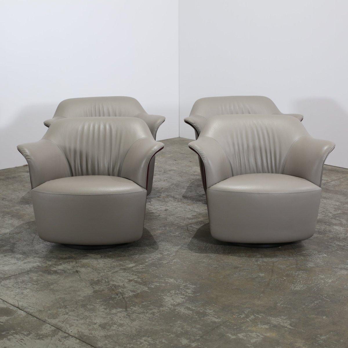 Poltrona Frau Aida Sillones giratorios de Roberto Lazzeroni, Juego de cuatro en venta 1