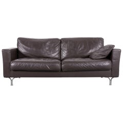 Poltrona Frau Armonia Designer Leather Sofa in Brown Three-Seat