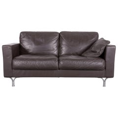 Poltrona Frau Armonia Designer Leather Sofa in Brown Two-Seat