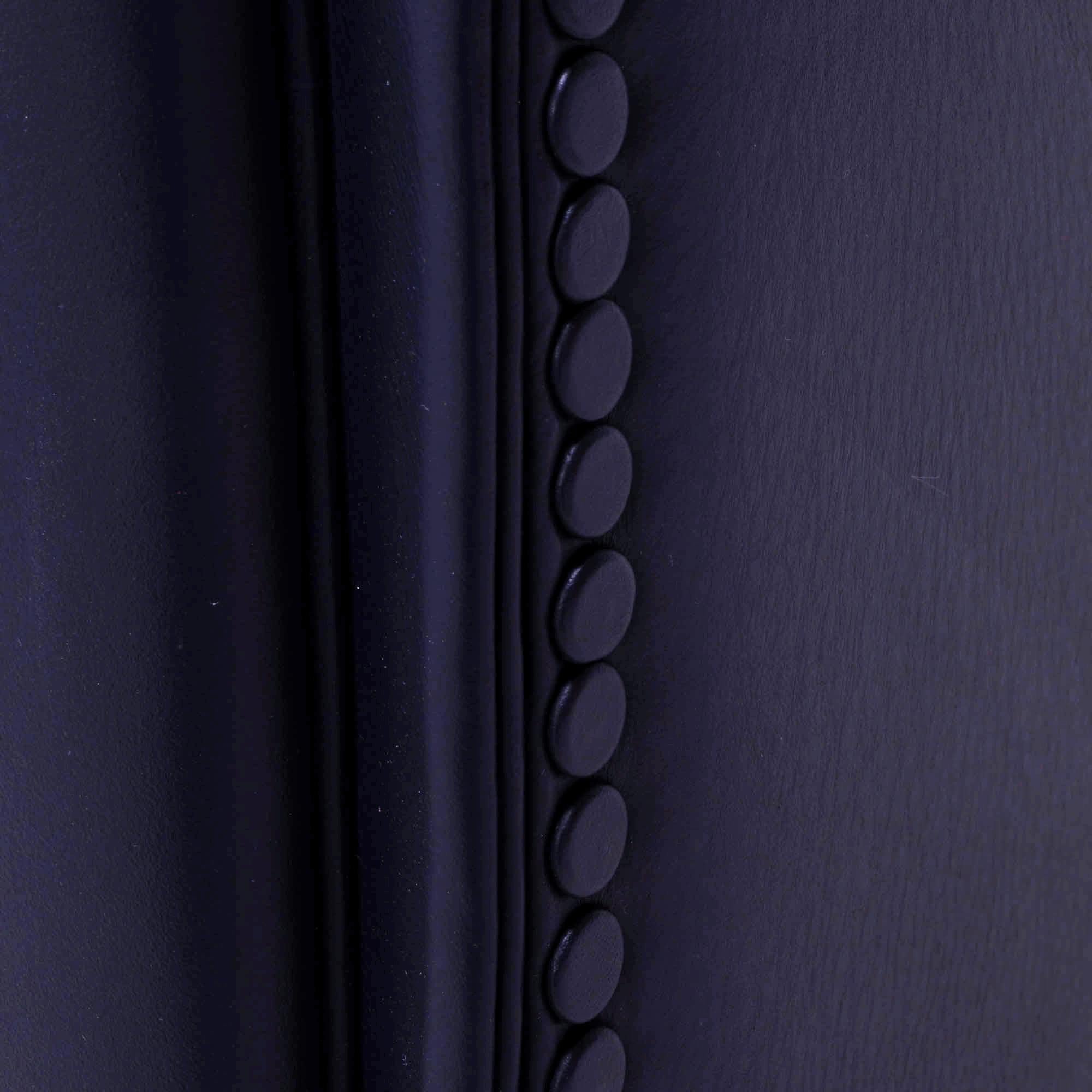 Poltrona Frau, Art Deco Style Dark Blue Leather Sofa and 2 Armchairs Set 9