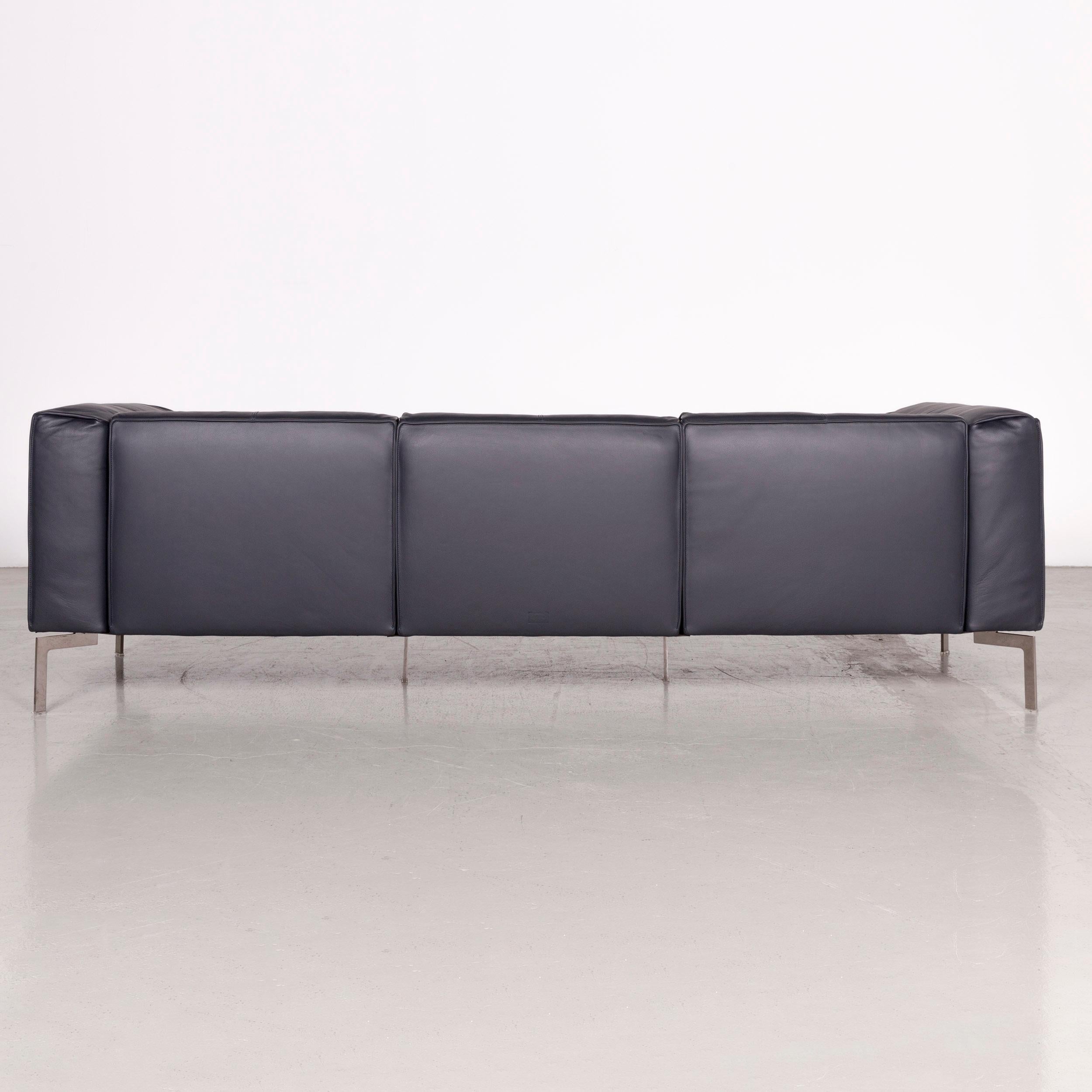 Poltrona Frau Bosforo Designer Leather Couch Blue Three-Seat Sofa For Sale 5