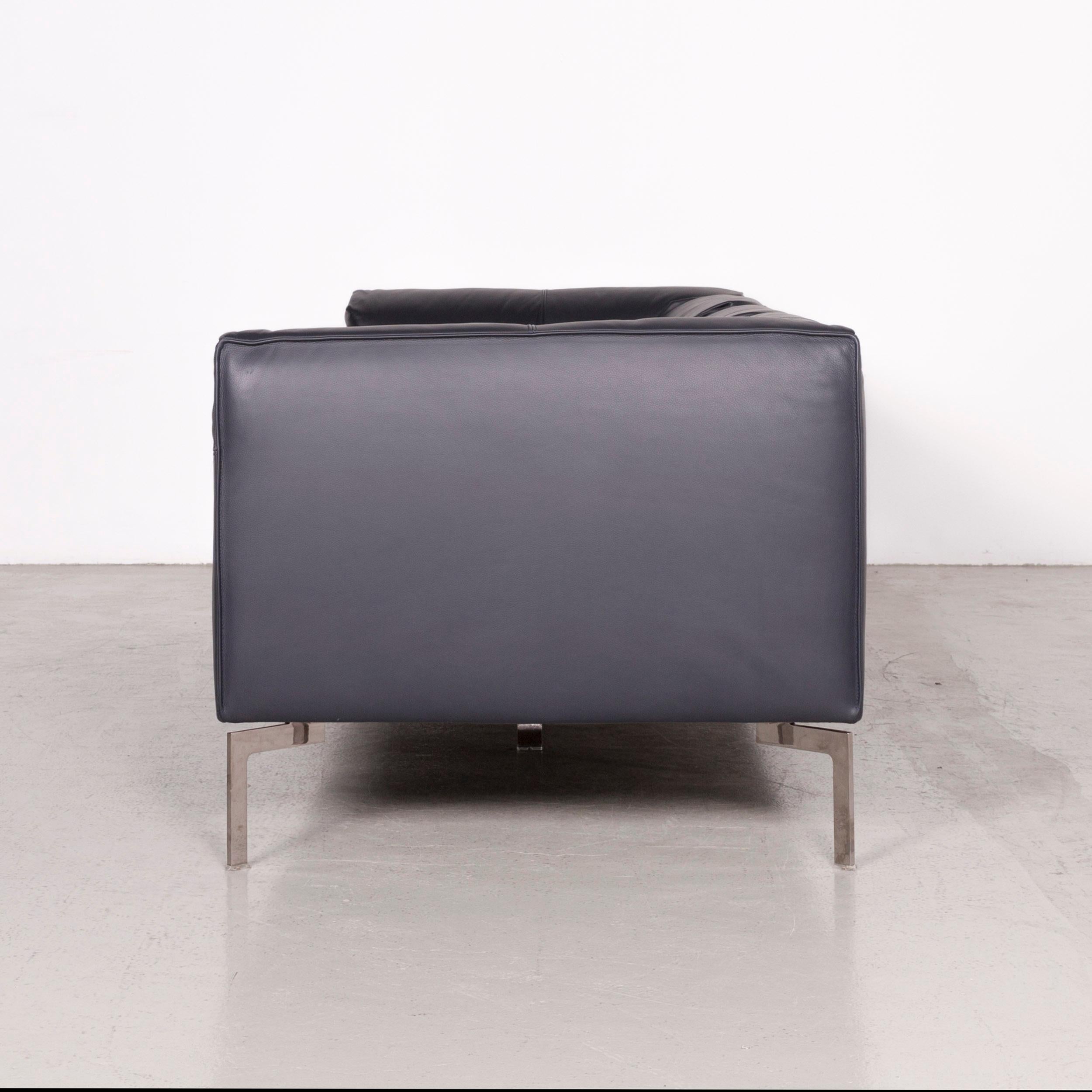 Poltrona Frau Bosforo Designer Leather Couch Blue Three-Seat Sofa For Sale 6