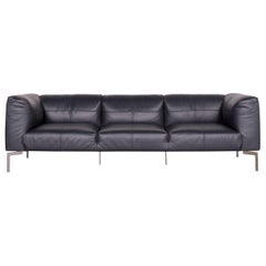 Poltrona Frau Bosforo Designer Leather Couch Blue Three-Seat Sofa
