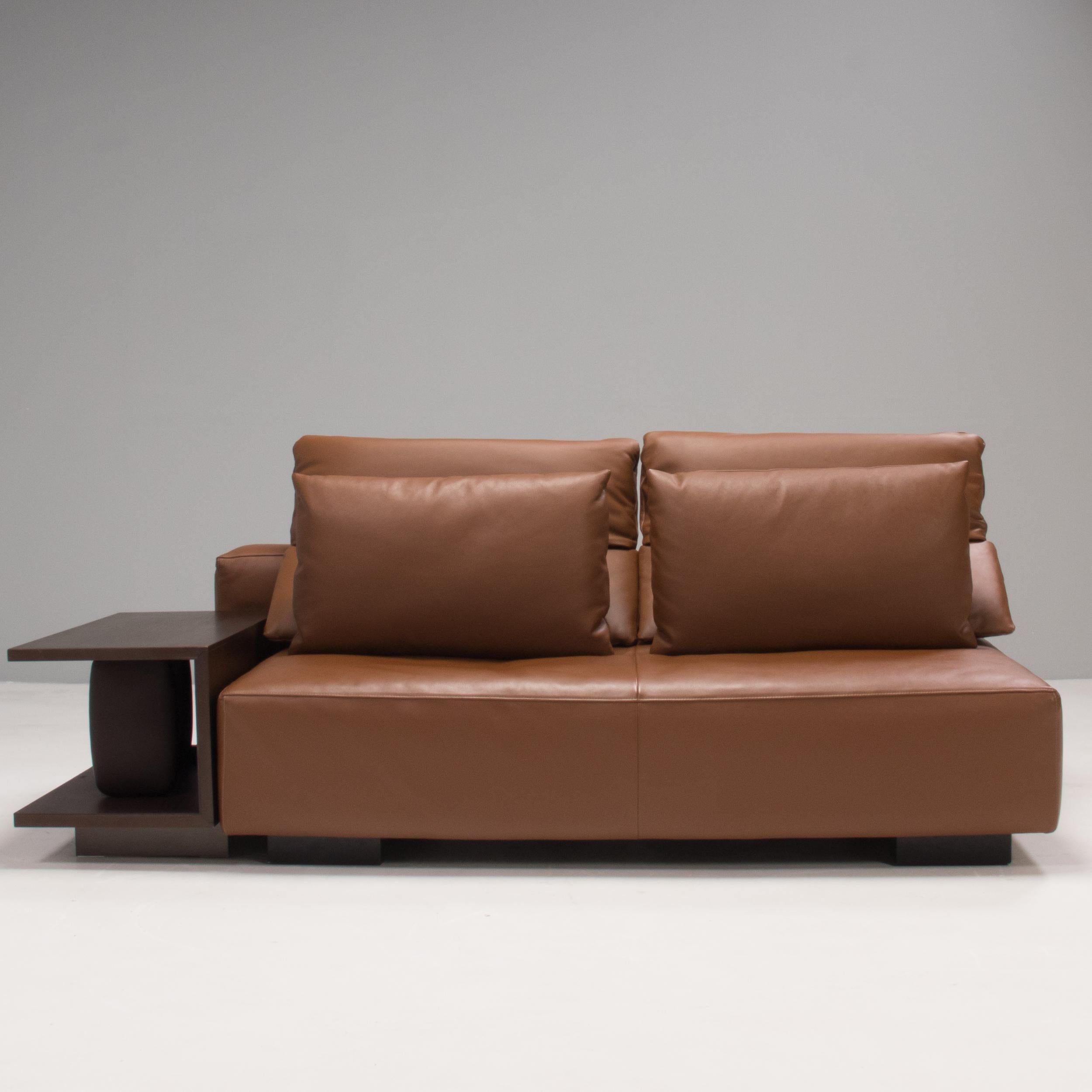 Designed by Jean-Marie Massaud for Poltrona Frau in 2015, the Bullit sofa is the perfect balance of comfort and functionality.

The sofa is fully upholstered in soft brown leather and features angled back cushions for additional support.

The