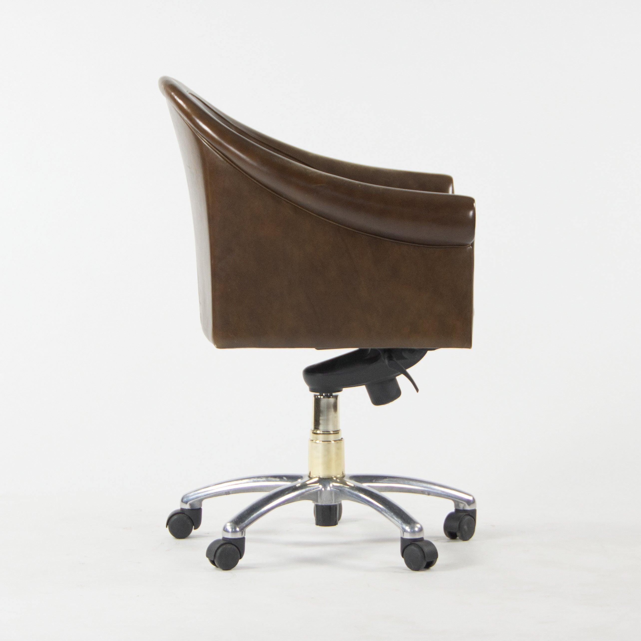 Modern Poltrona Frau Brown Leather Luca Scacchetti Sinan Office Desk Chair For Sale