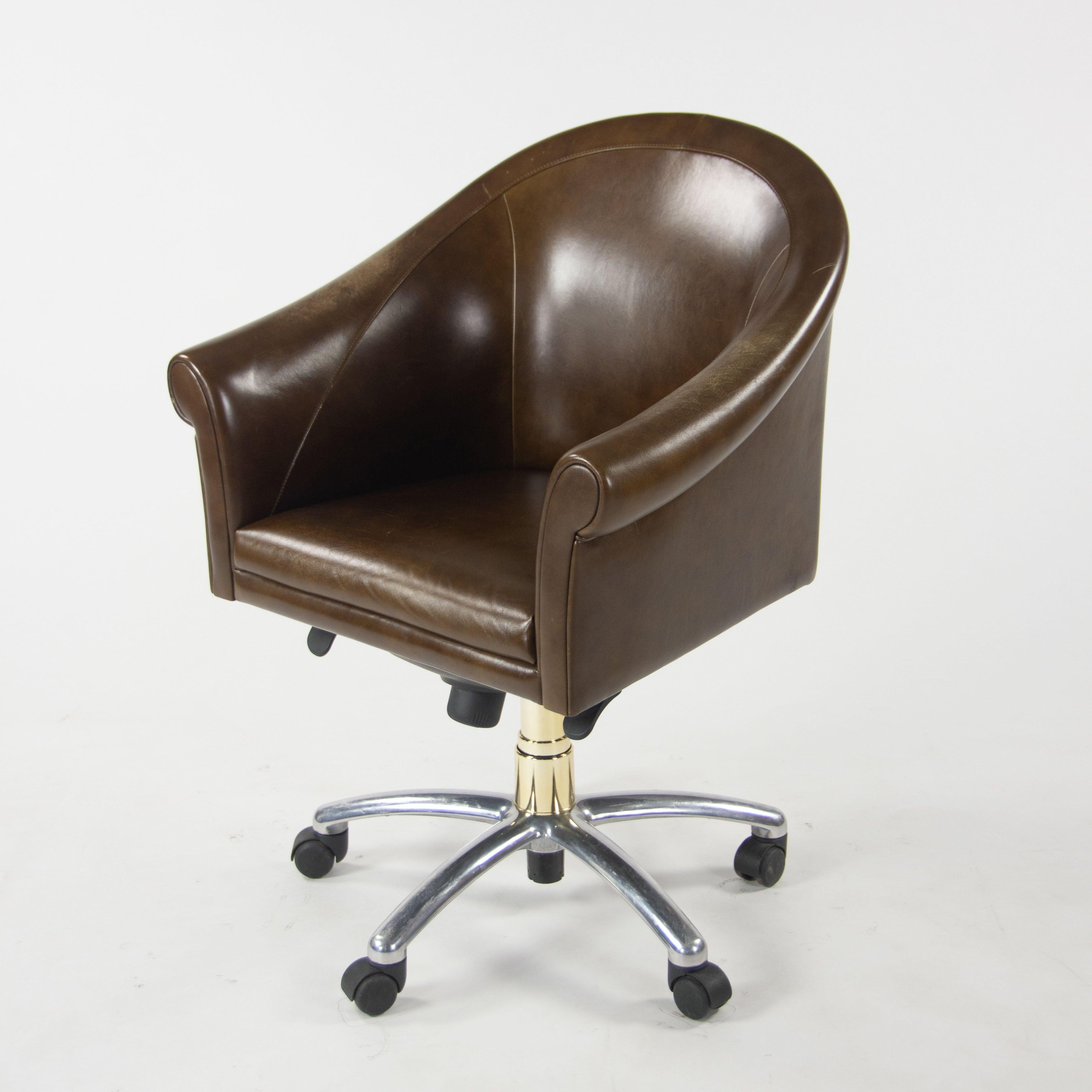Poltrona Frau Brown Leather Luca Scacchetti Sinan Office Desk Chair en vente 2