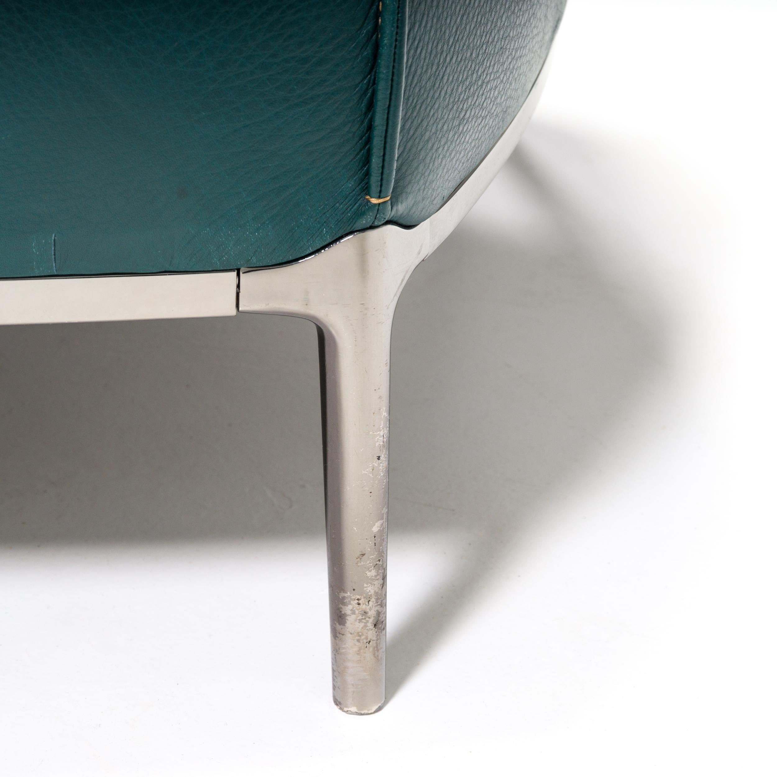 Poltrona Frau by Jean-Marie Massaud Dark Green Leather Archibald Armchairs 5