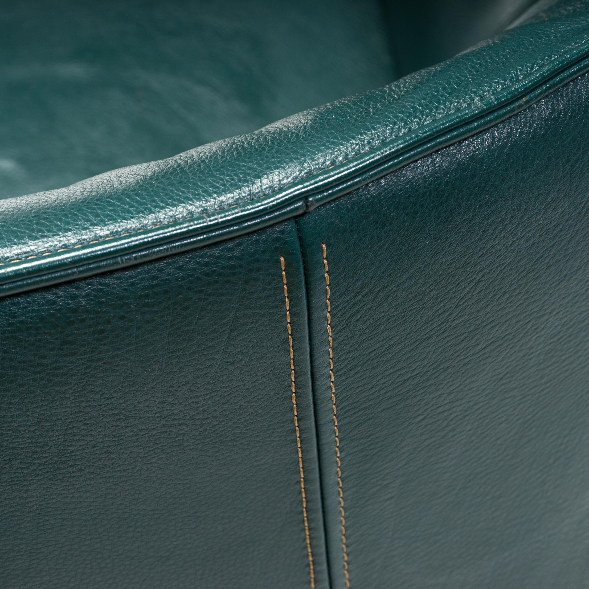 Aluminum Poltrona Frau by Jean-Marie Massaud Dark Green Leather Archibald Armchairs