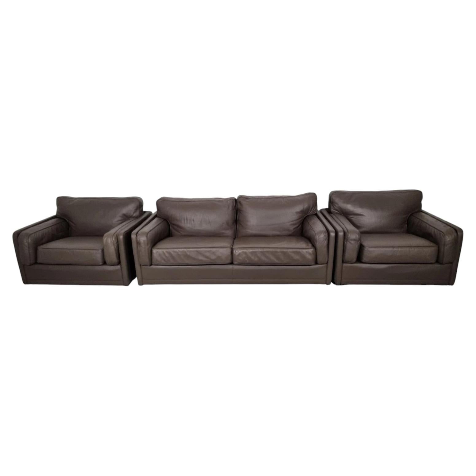 Poltrona Frau Designer-Lounge-Garnitur aus italienischem Leder in sattem Schokoladenbraun
