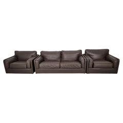 Poltrona Frau Designer Italian Leather Lounge Suite in Rich Chocolate Leather