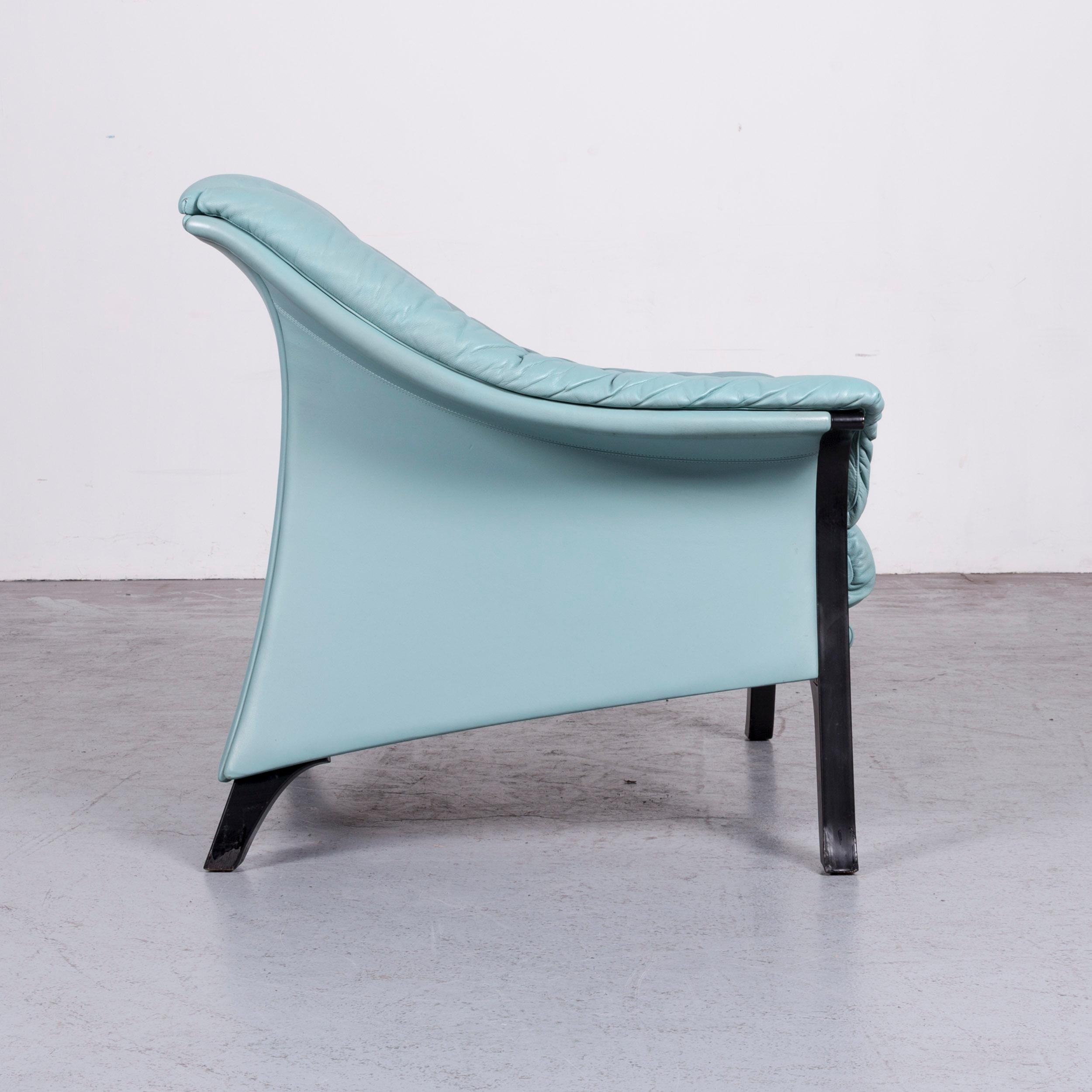 Poltrona Frau Designer Leather Armchair Blue One-Seat Chair 1
