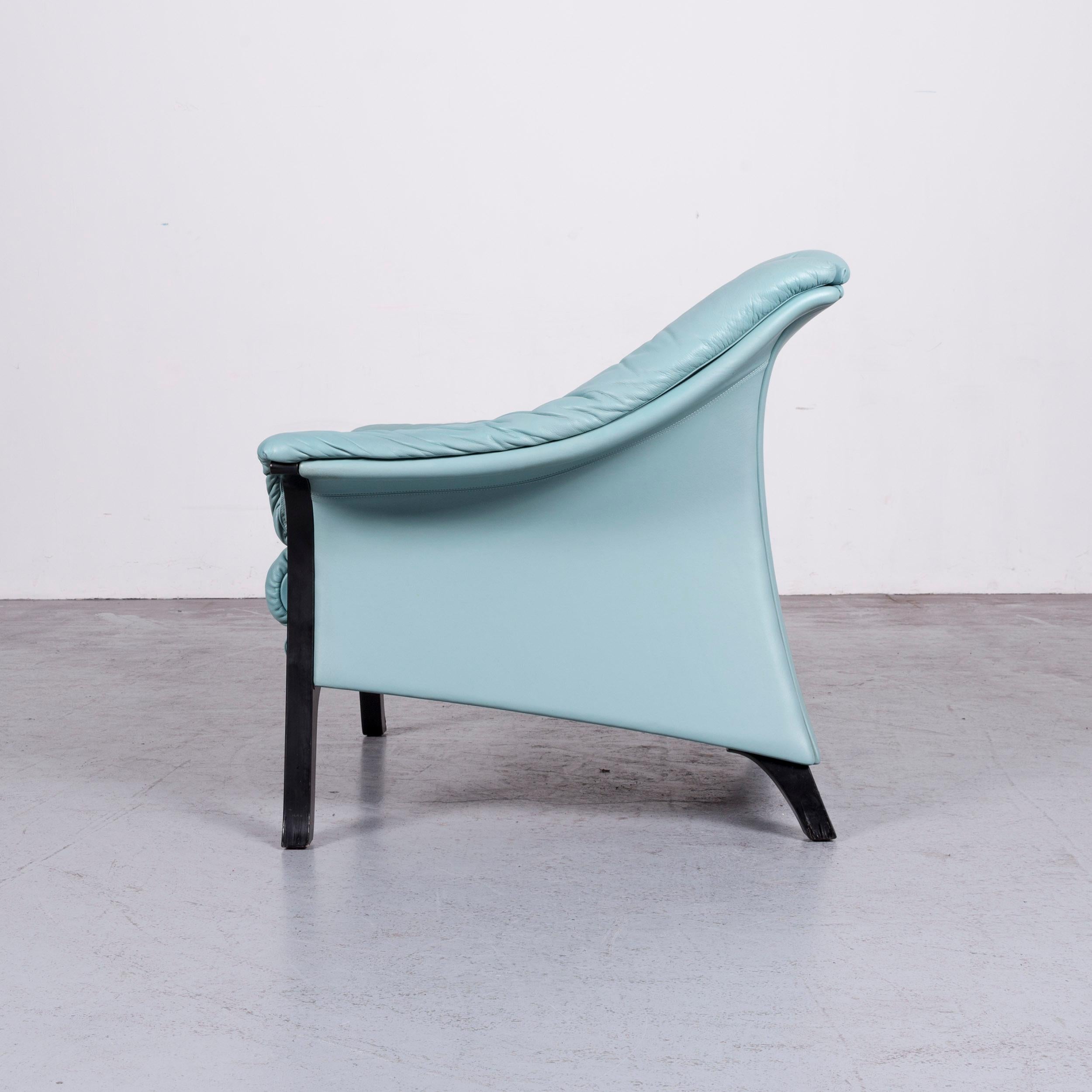 Poltrona Frau Designer Leather Armchair Blue One-Seat Chair 3