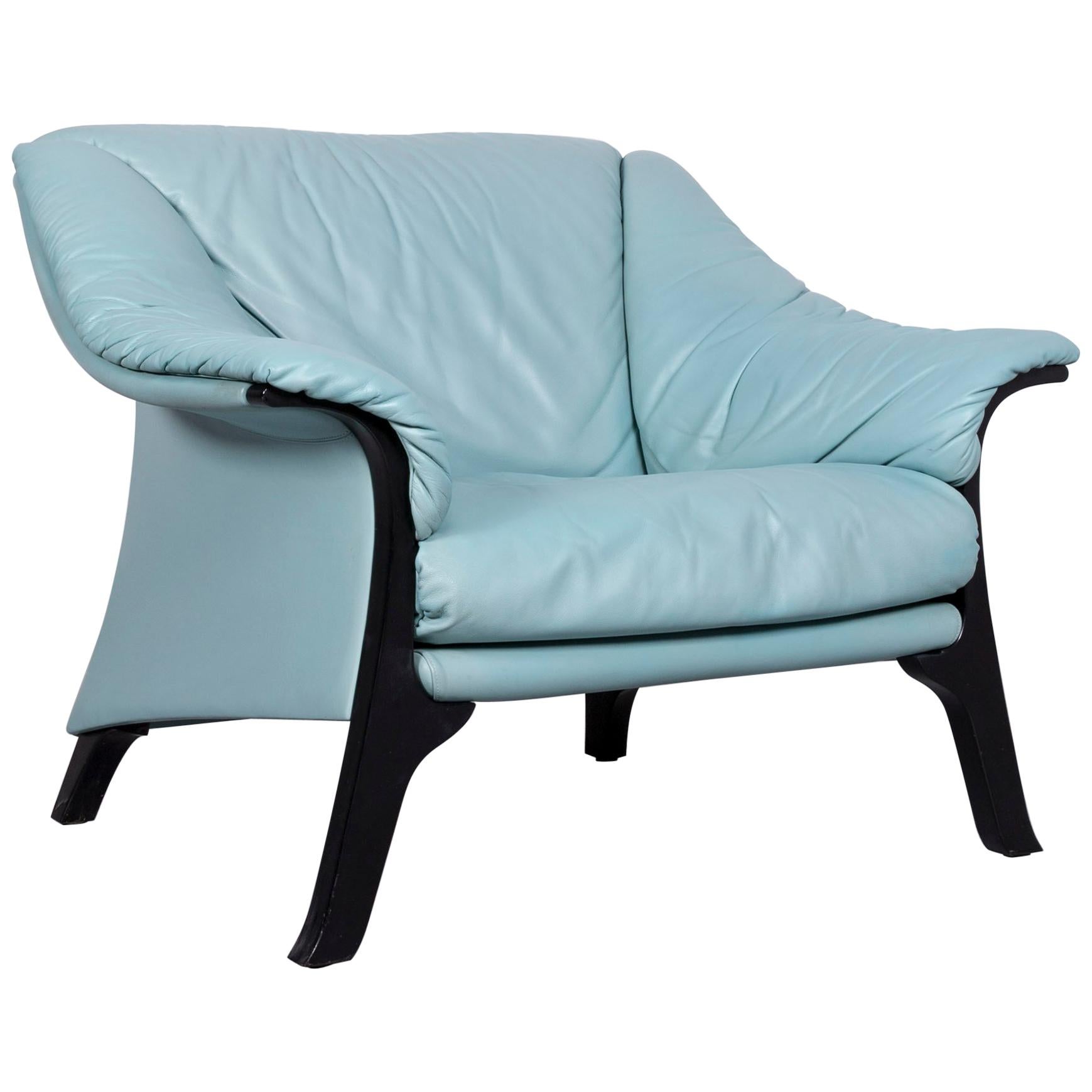 Poltrona Frau Designer Leather Armchair Blue One-Seat Chair