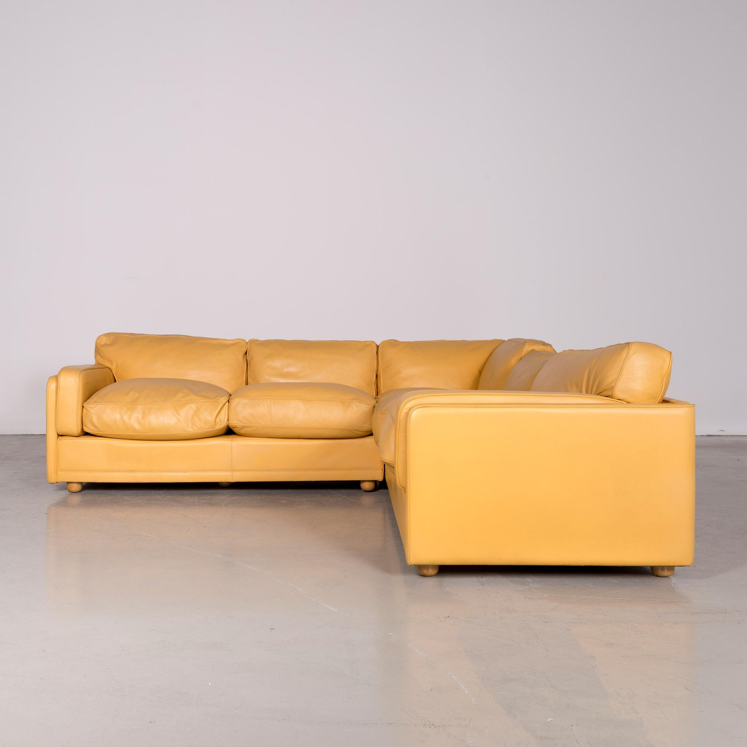 Poltrona Frau Designer Leather Corner Couch Sofa Yellow For Sale 5