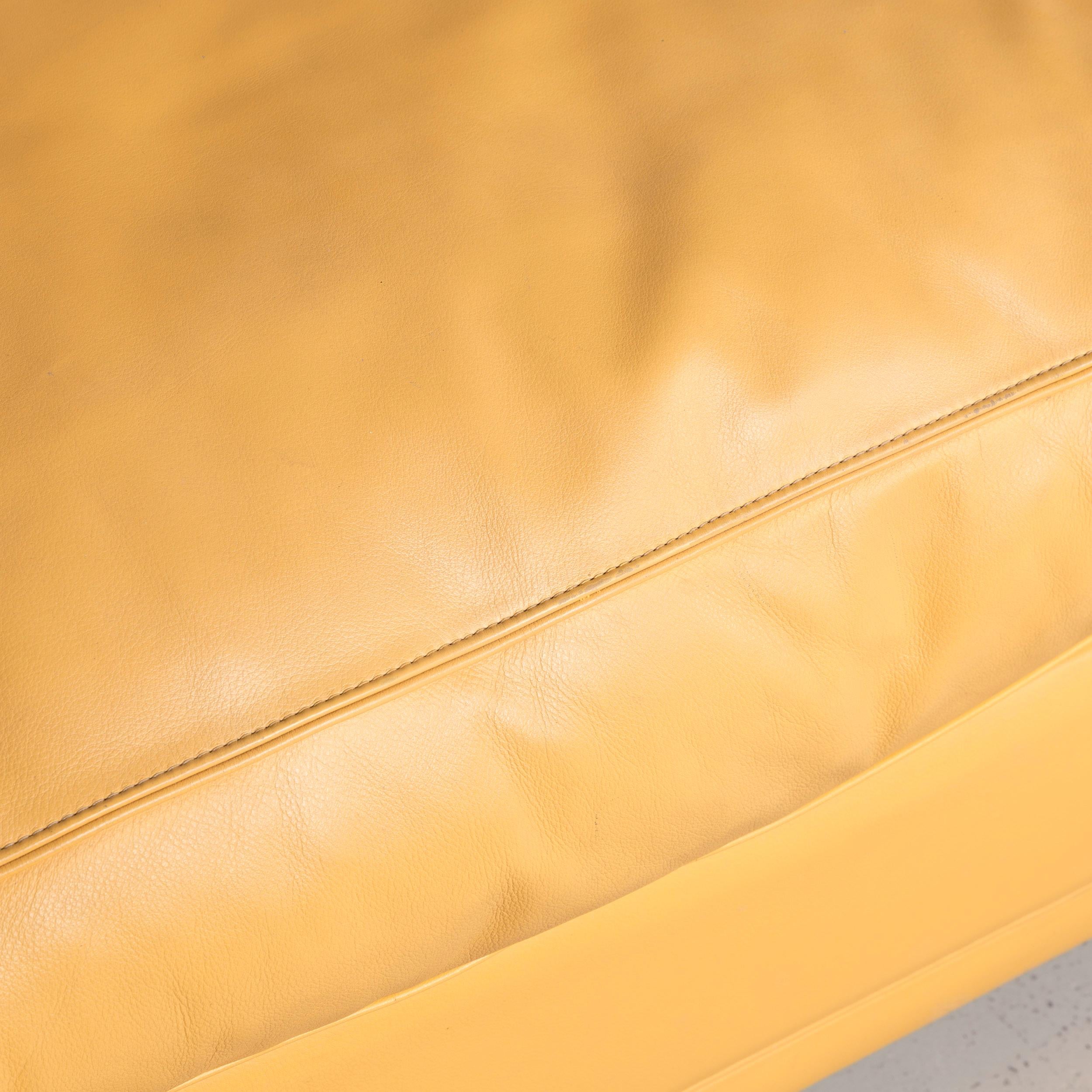 Contemporary Poltrona Frau Designer Leather Corner Couch Sofa Yellow For Sale