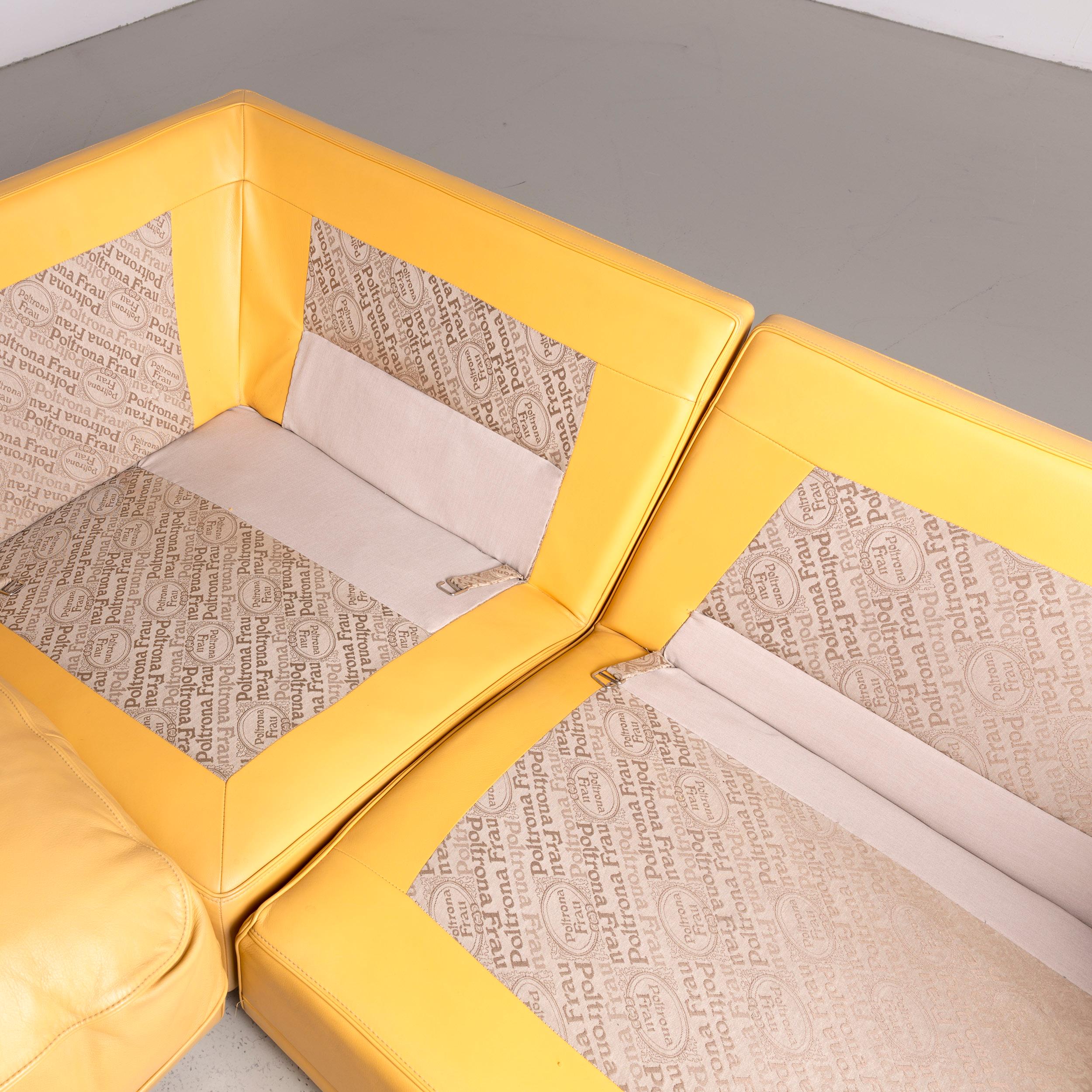 Modern Poltrona Frau Designer Leather Corner Sofa Yellow Genuine Leather Sofa Couch For Sale