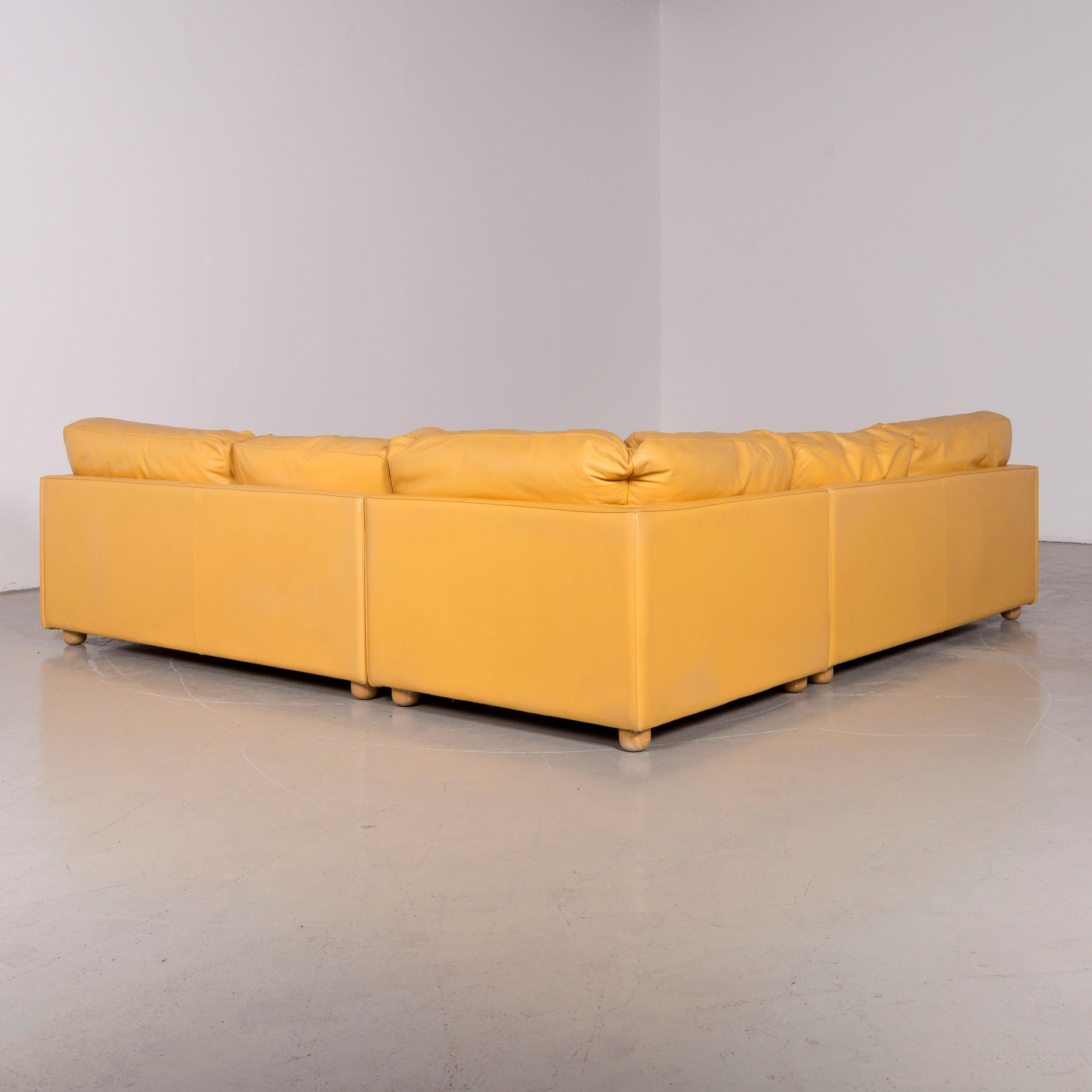 Contemporary Poltrona Frau Designer Leather Corner Sofa Yellow Genuine Leather Sofa Couch For Sale