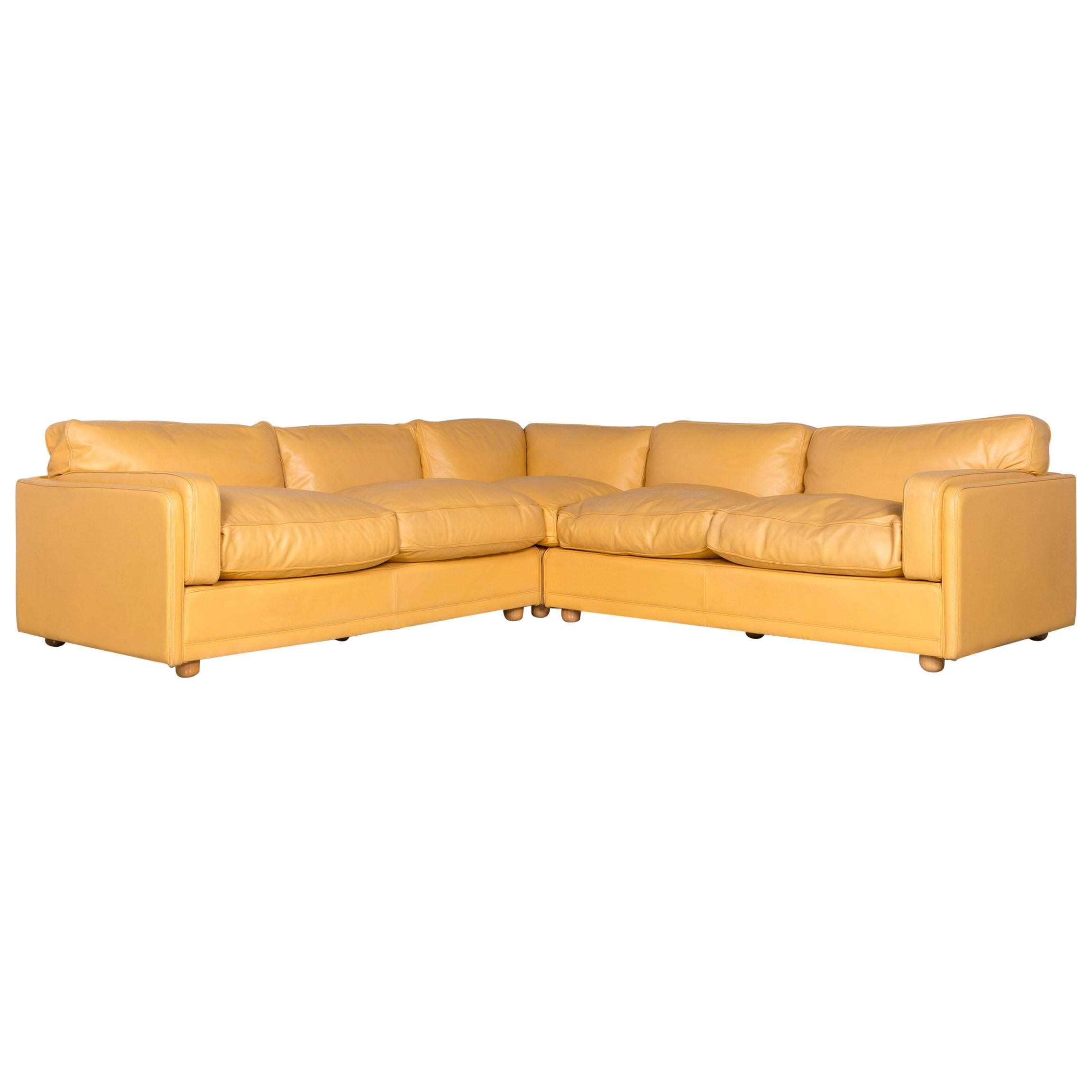Poltrona Frau Designer Leather Corner Sofa Yellow Genuine Leather Sofa Couch For Sale