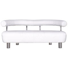 Poltrona Frau Designer Leather Two-Seat Couch White Sofa