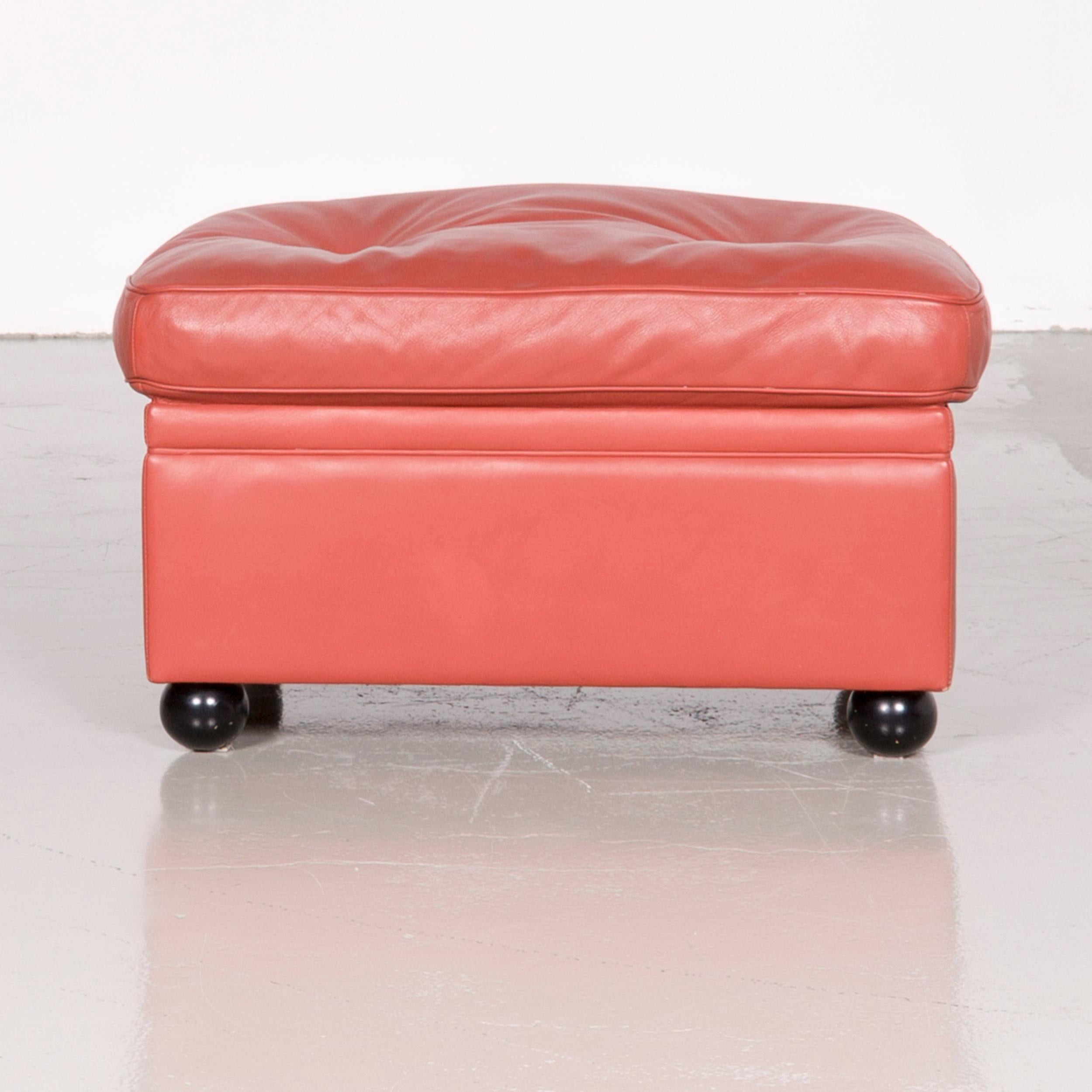 Italian Poltrona Frau Dream on Designer Leather Footstool Orange For Sale