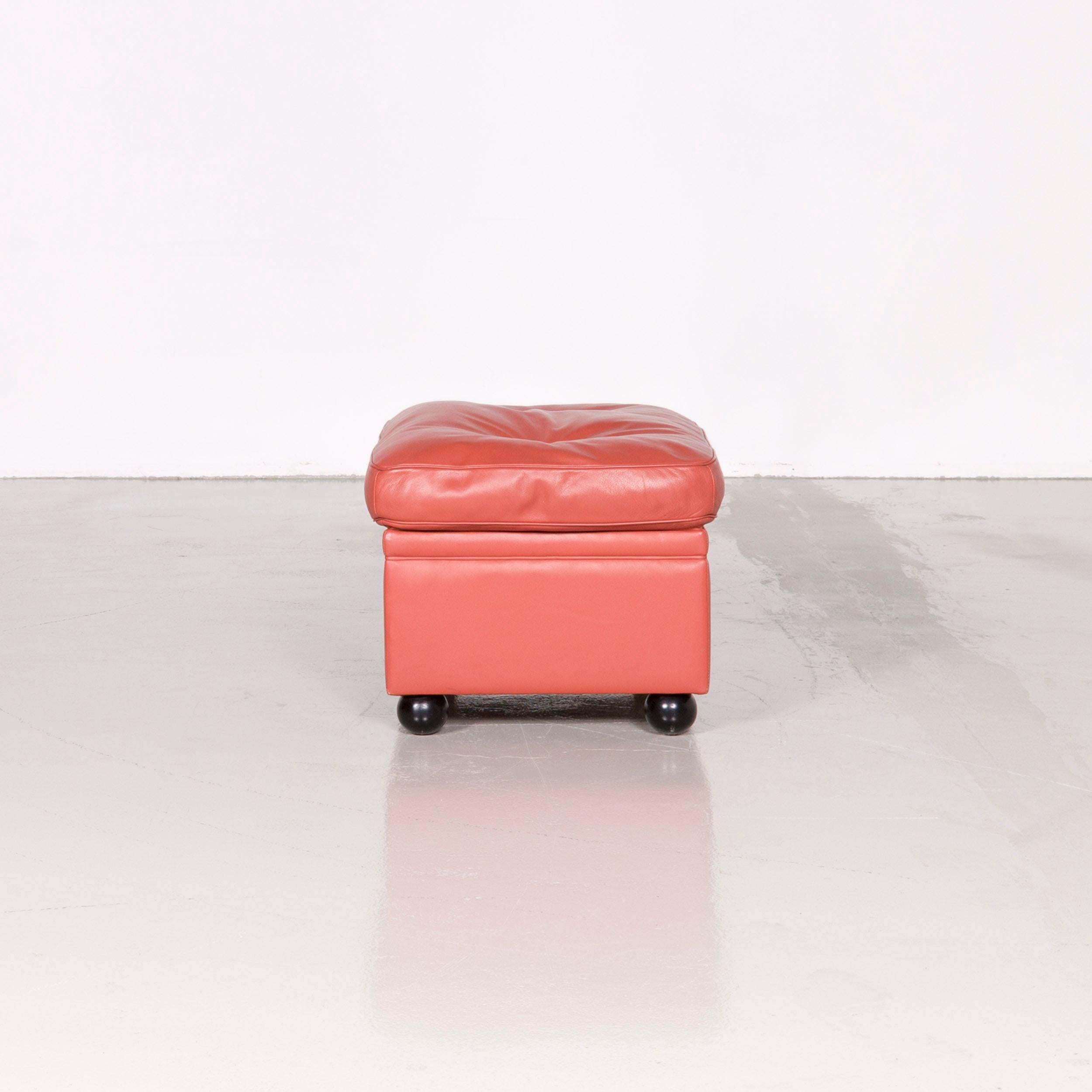 Poltrona Frau Dream on Designer Leather Footstool Orange For Sale 1