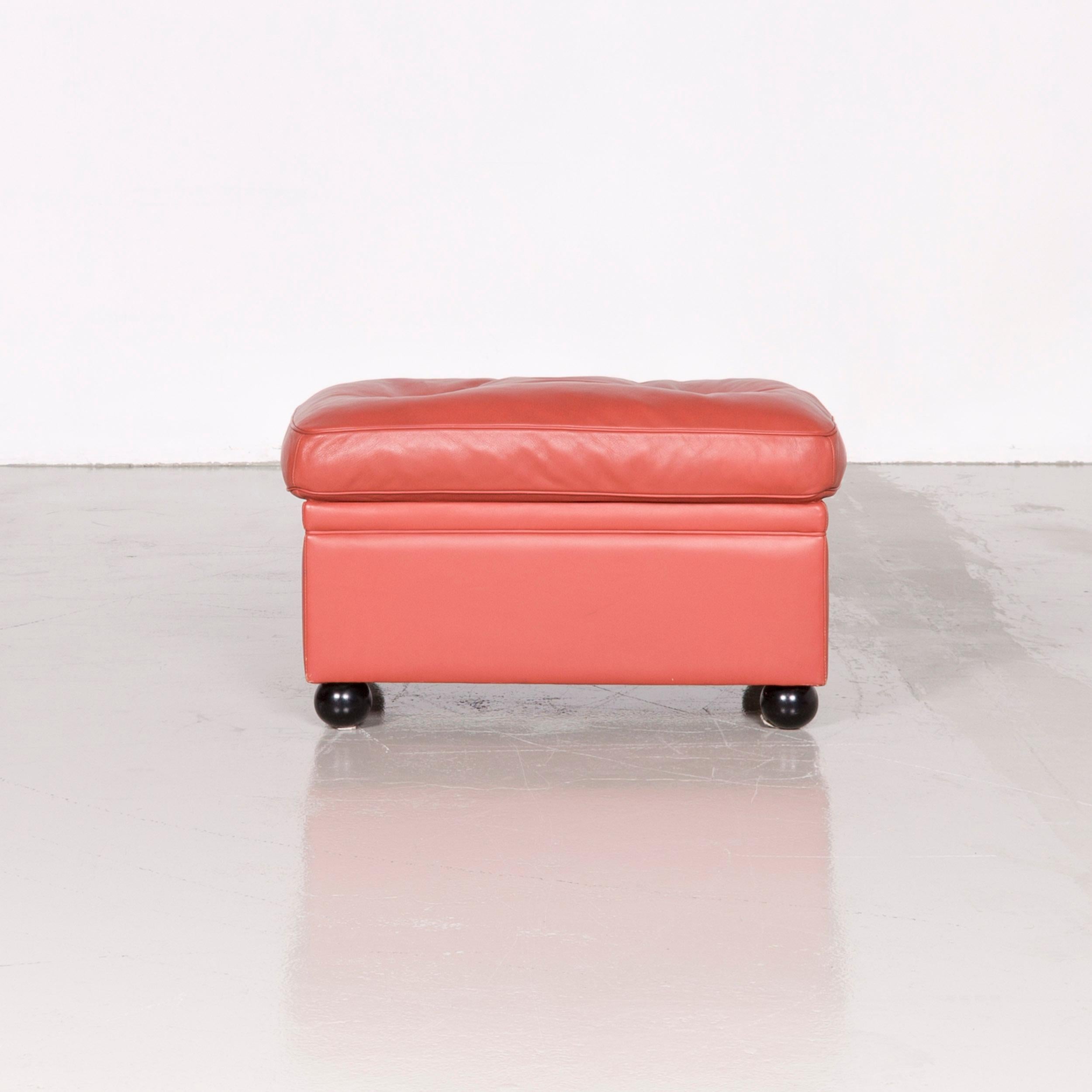 Poltrona Frau Dream on Designer Leather Footstool Orange For Sale 2