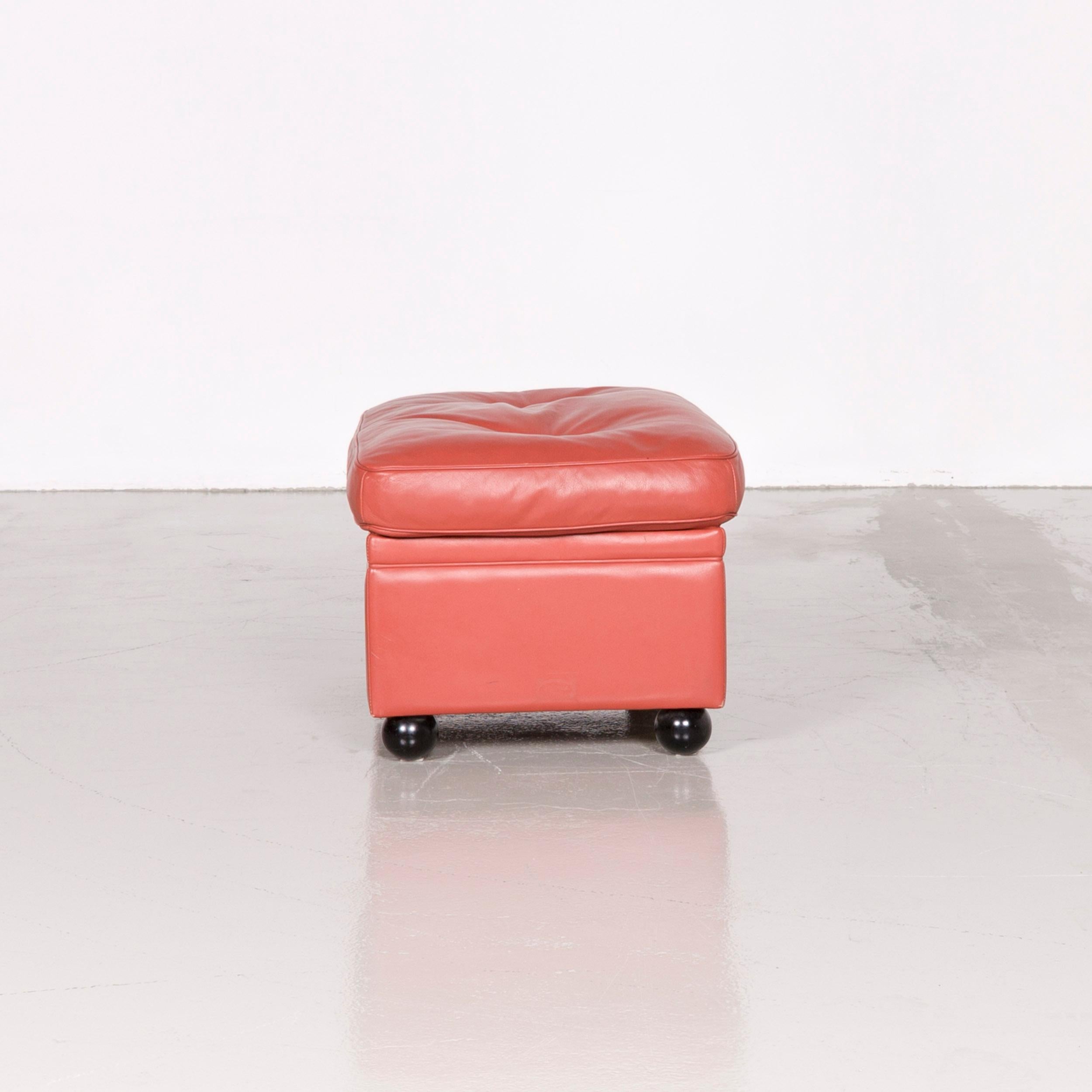 Poltrona Frau Dream on Designer Leather Footstool Orange For Sale 3