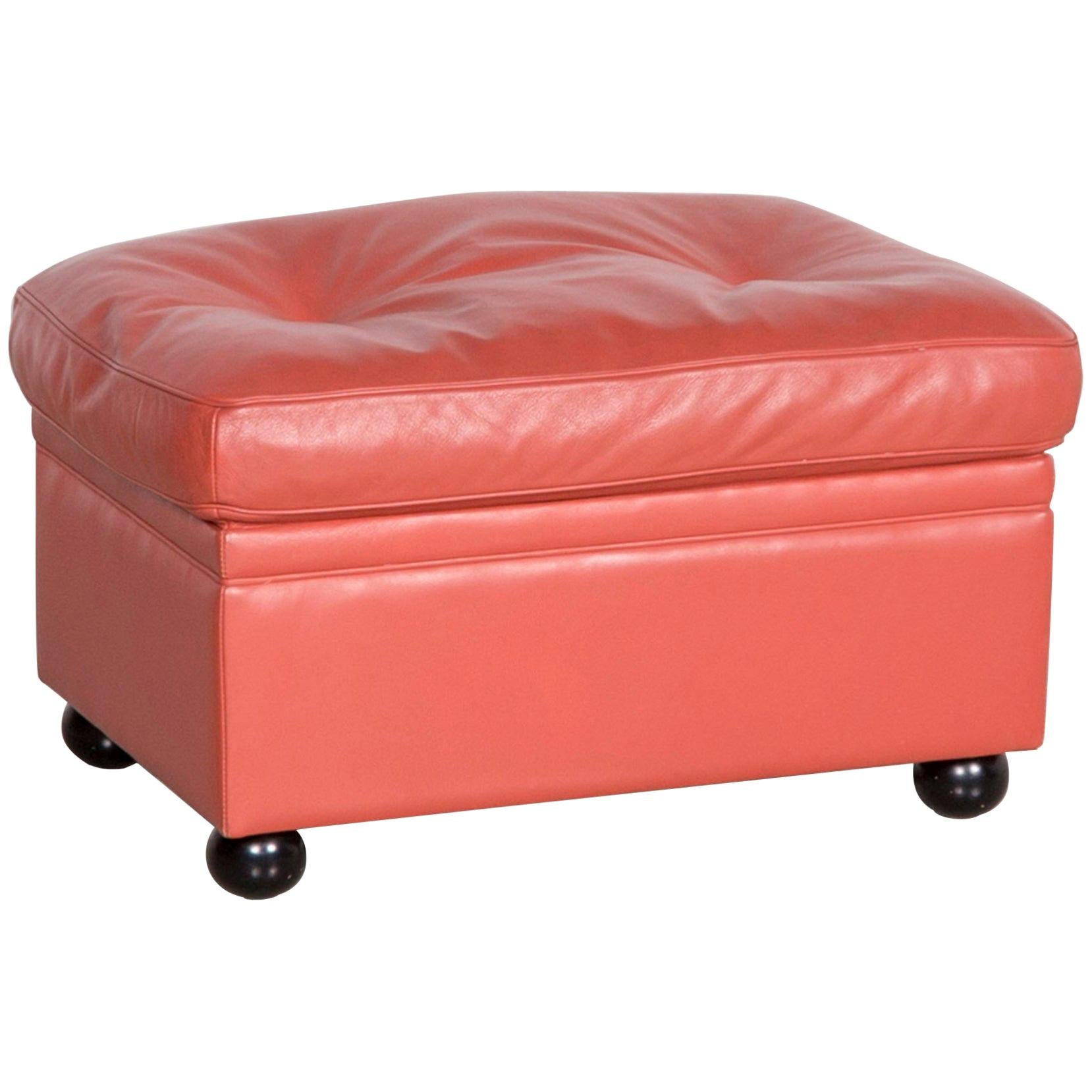 Poltrona Frau Dream on Designer Leather Footstool Orange For Sale