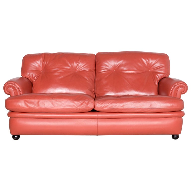 Poltrona Frau Dream On Designer Leather Sofa Orange Two Seat Couch