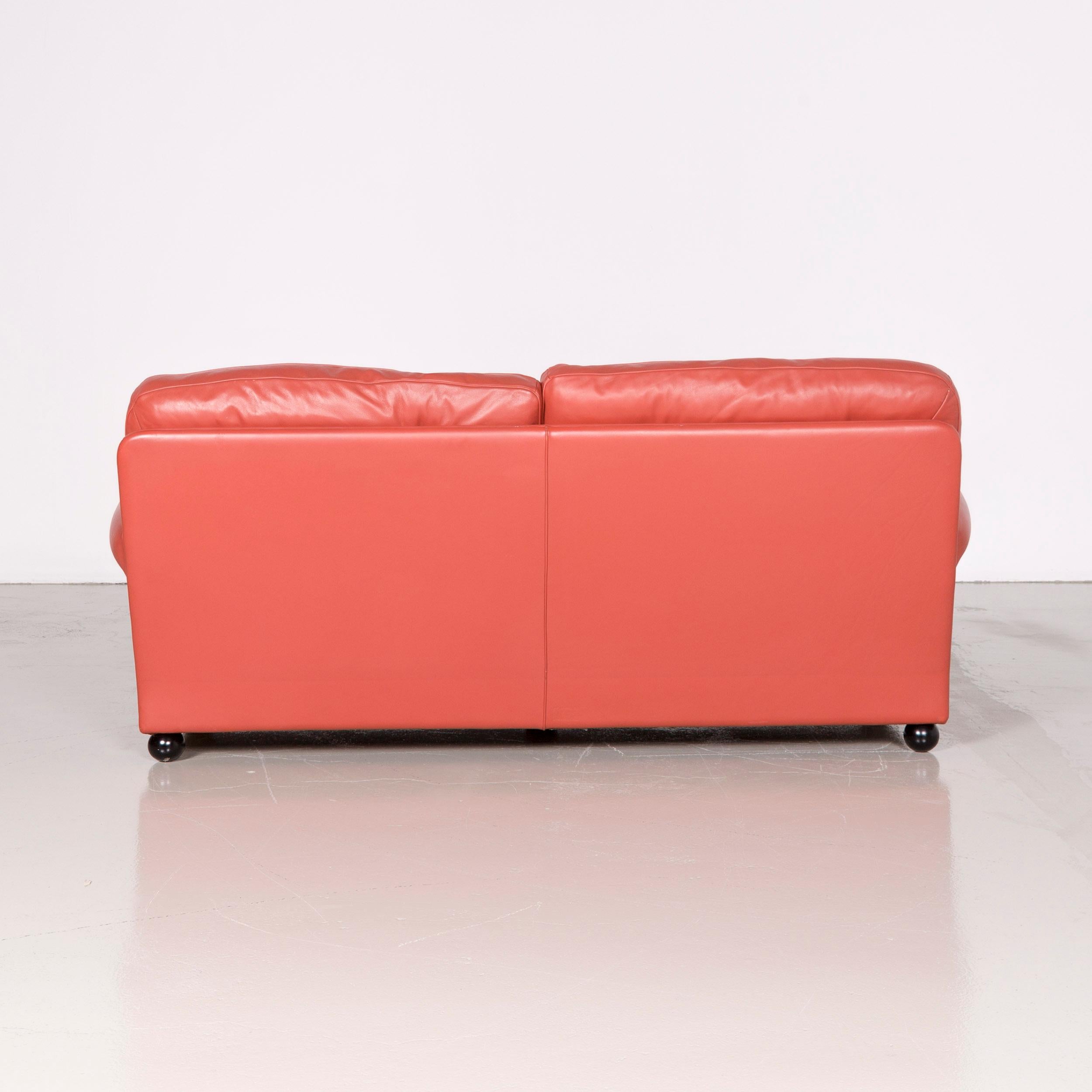 Poltrona Frau Dream on Designer Leather Two-Seat Couch Orange 6