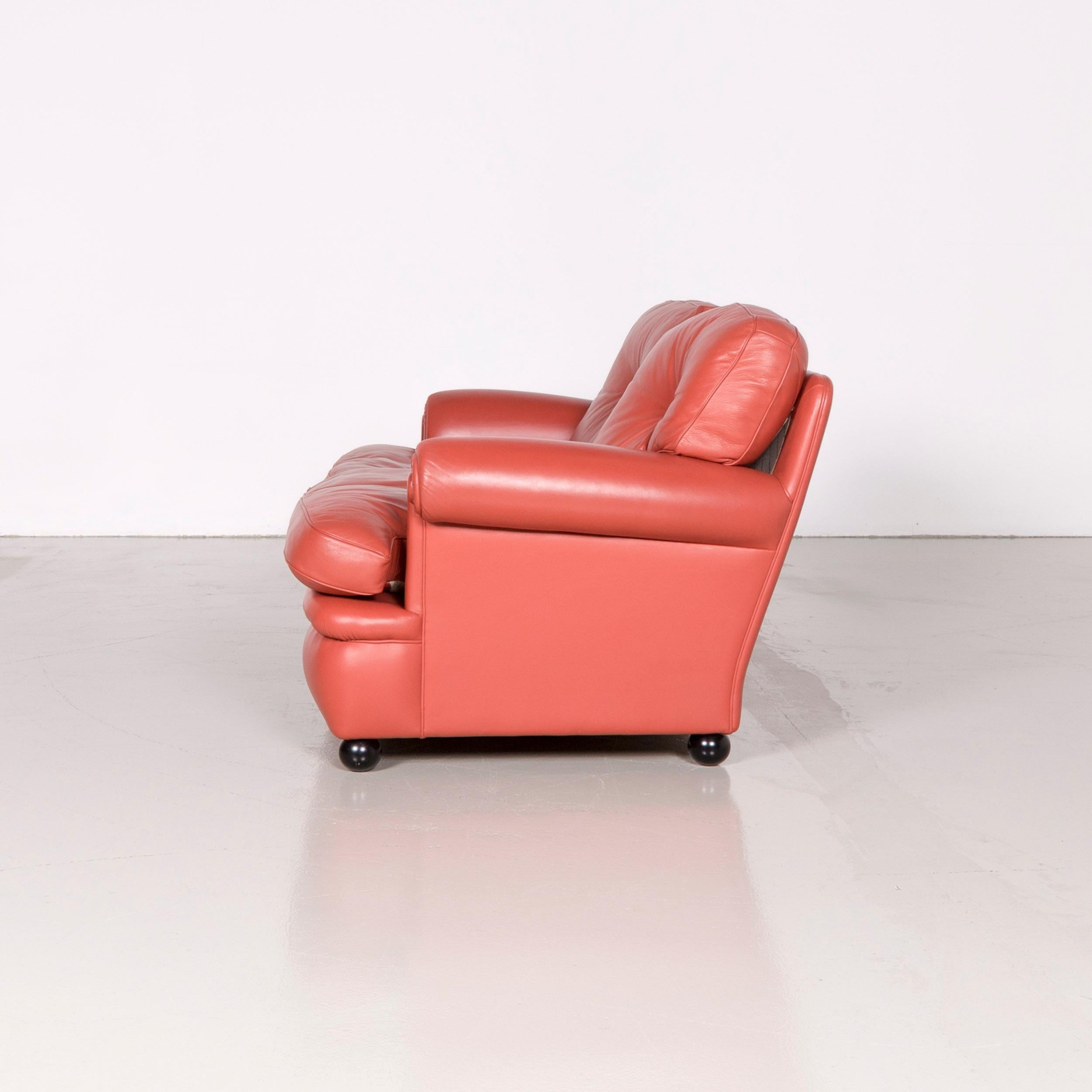 Poltrona Frau Dream on Designer Leather Two-Seat Couch Orange 7