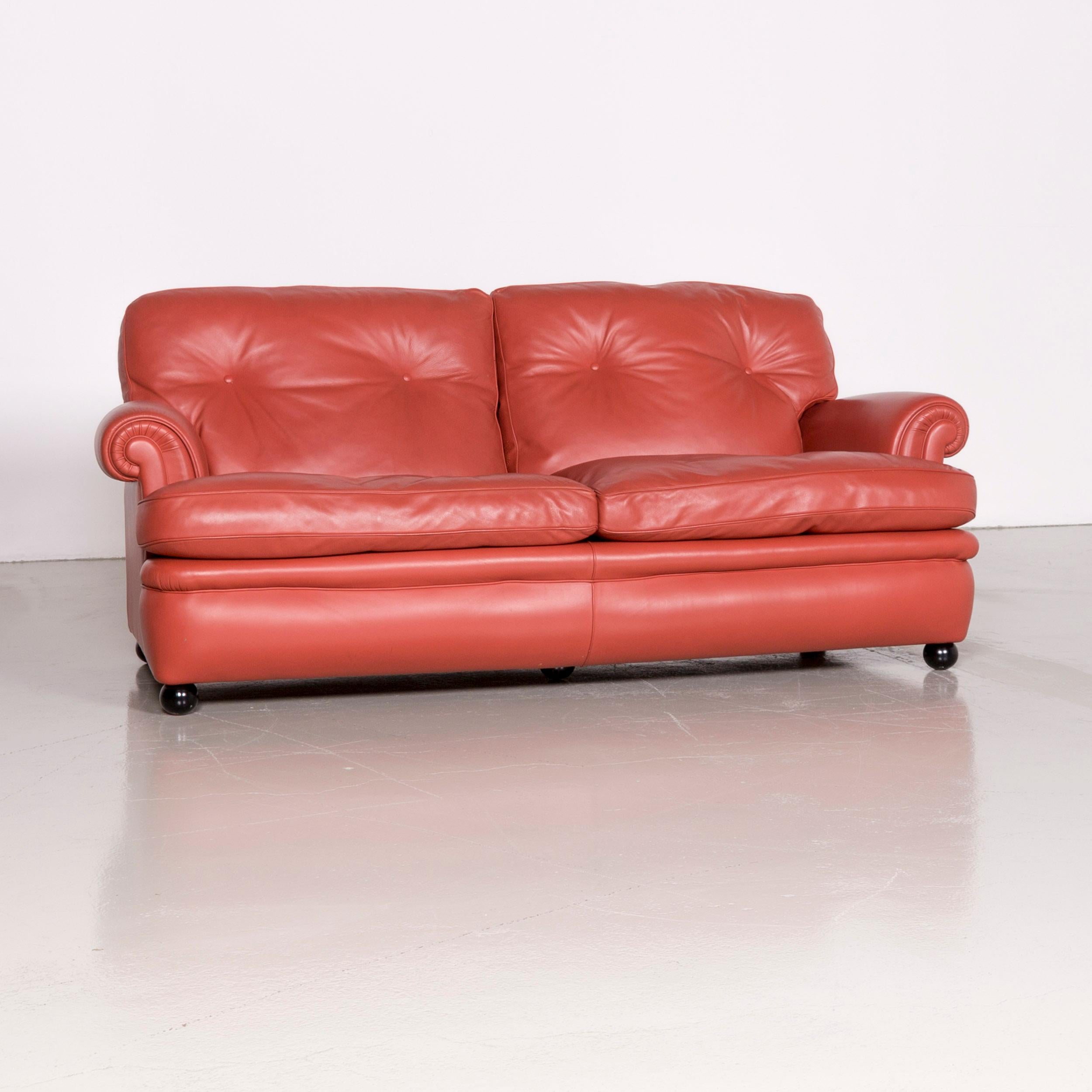 We bring to you a Poltrona Frau dream on designer leather two-seat couch orange.