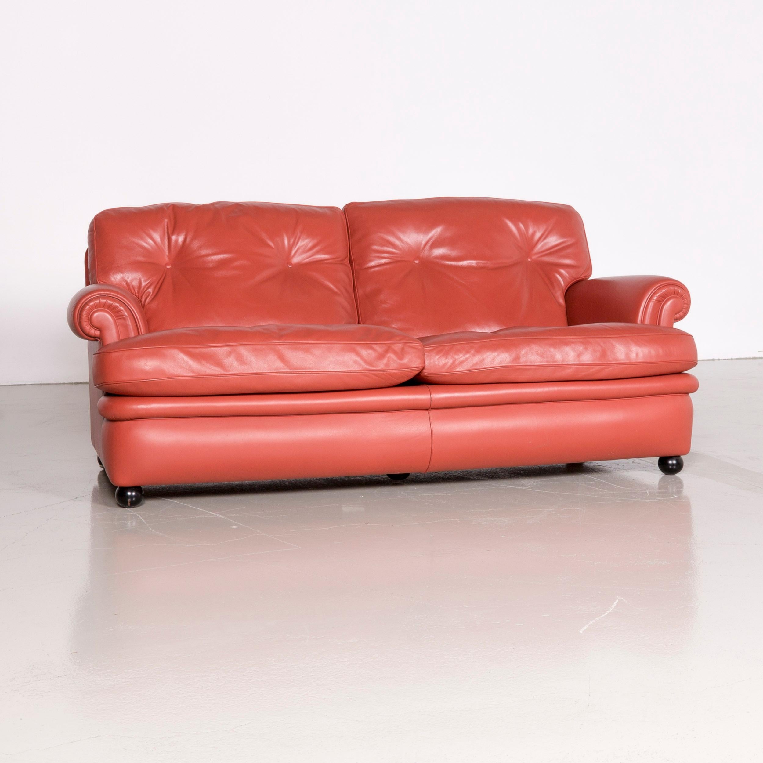 We bring to you a Poltrona Frau dream on designer leather two-seat couch orange.