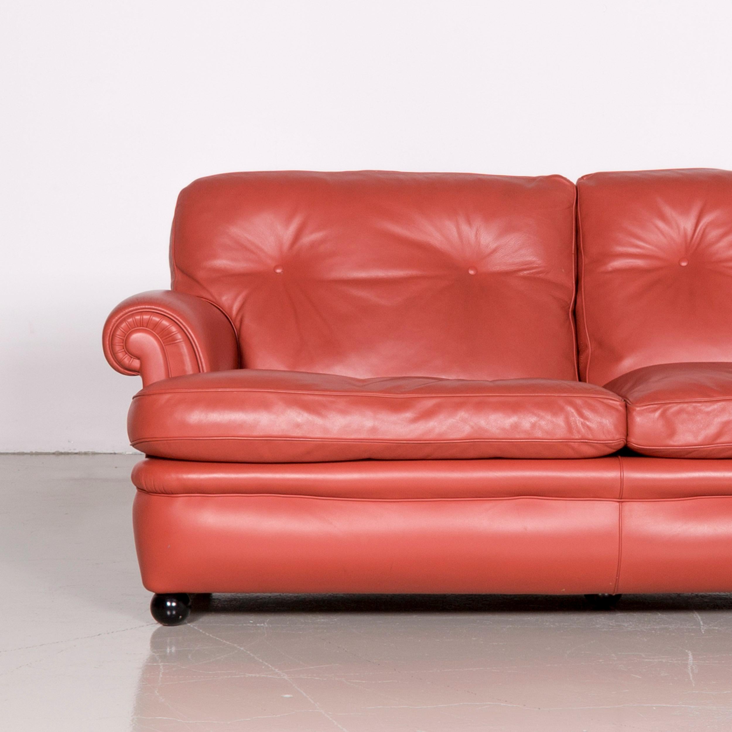Poltrona Frau Dream on Designer Leather Two-Seat Couch Orange In Good Condition In Cologne, DE