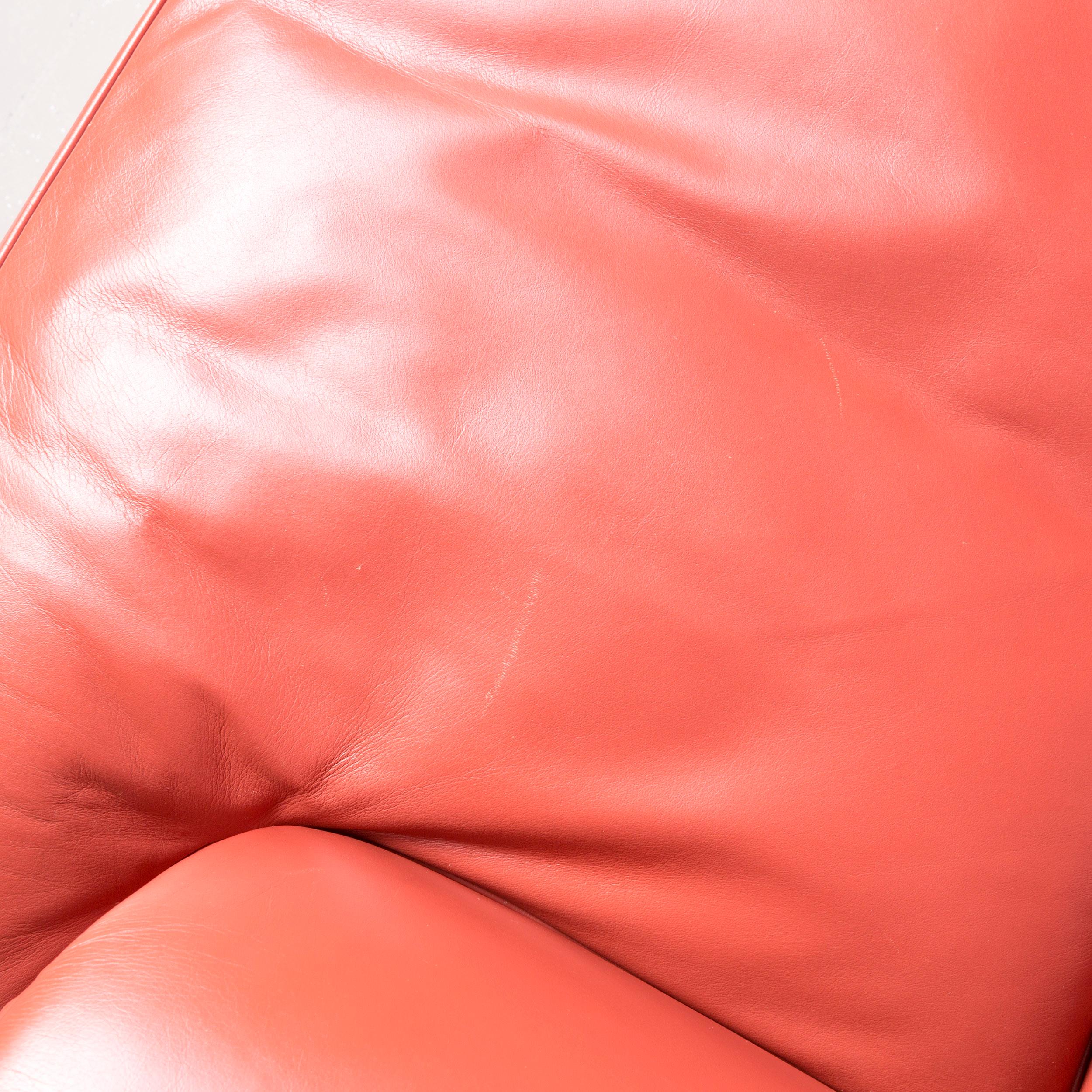 Poltrona Frau Dream on Designer Leather Two-Seat Couch Orange 2