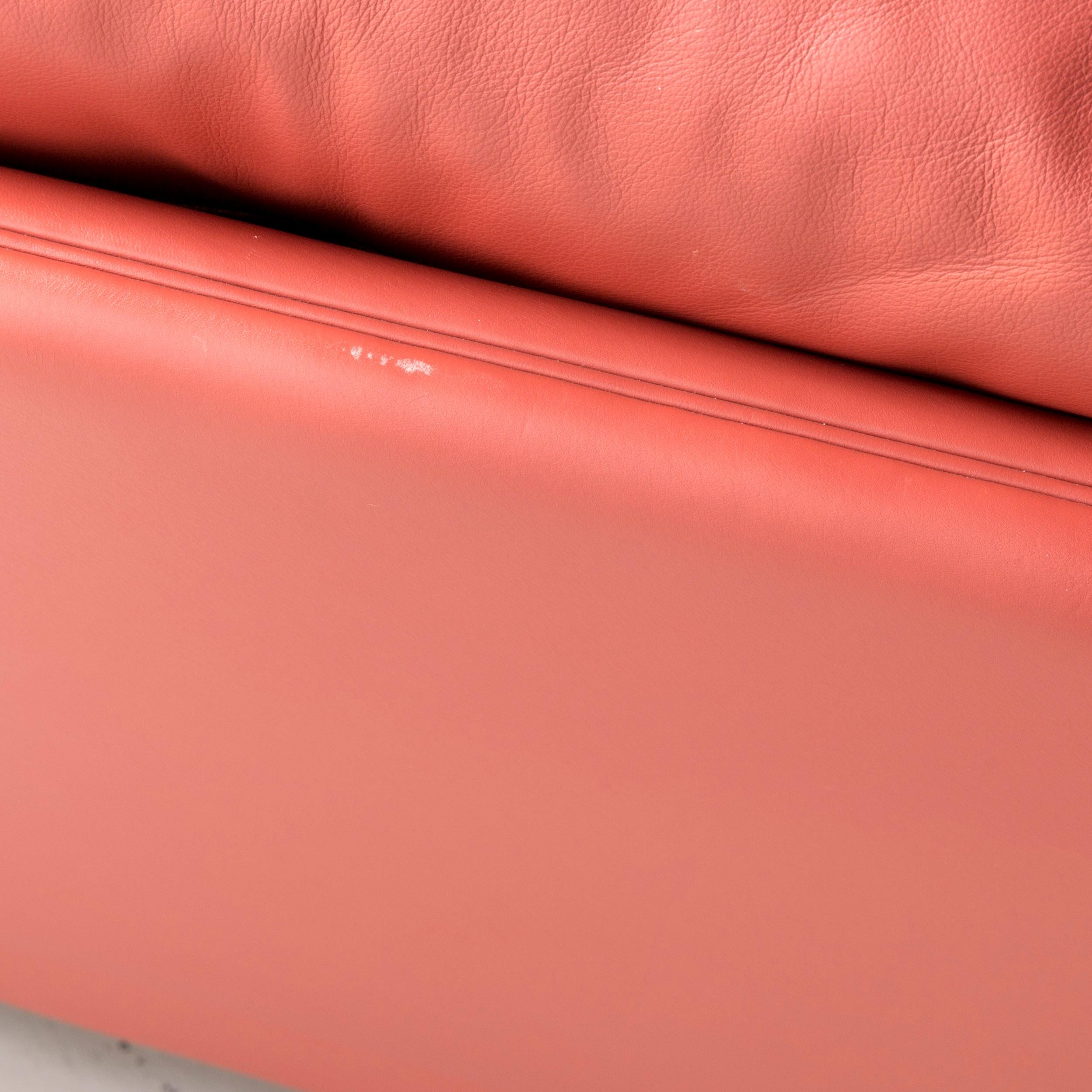 Poltrona Frau Dream on Designer Leather Two-Seat Couch Orange 3