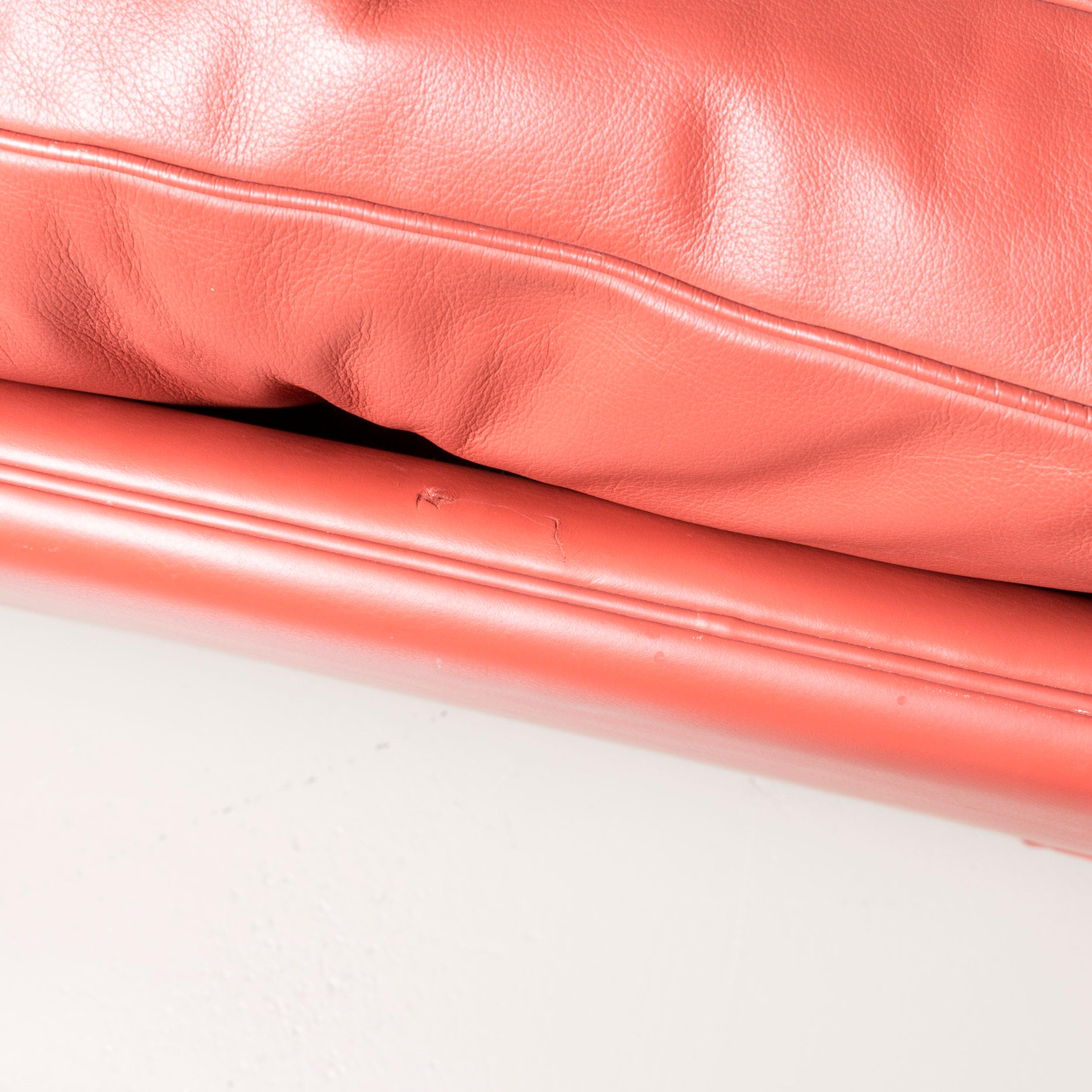 Poltrona Frau Dream on Designer Leather Two-Seat Couch Orange 4