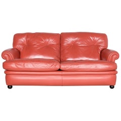 Poltrona Frau Dream on Designer Leather Two-Seat Couch Orange