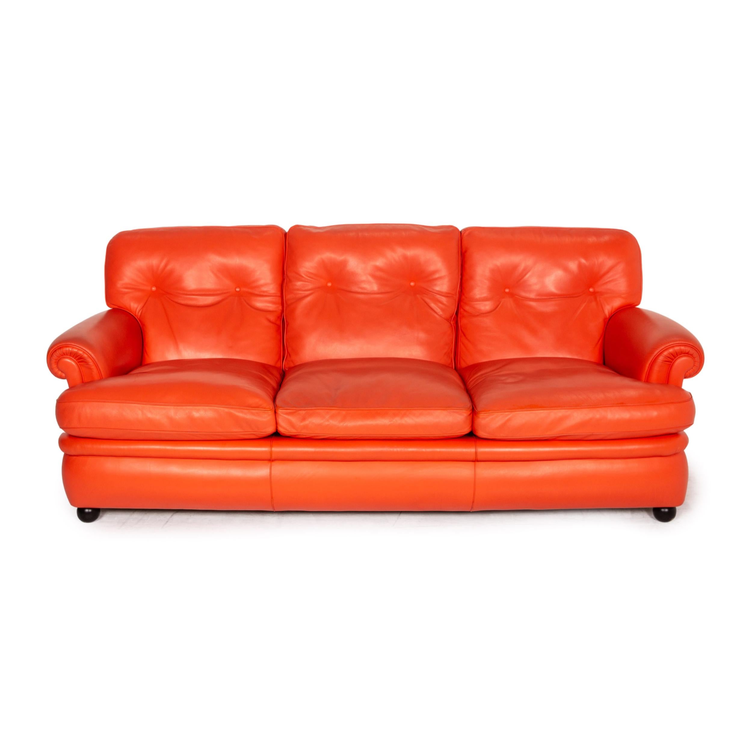 Poltrona Frau Dream on Leather Sofa Coral Orange Chesterfield Sofa Couch 2